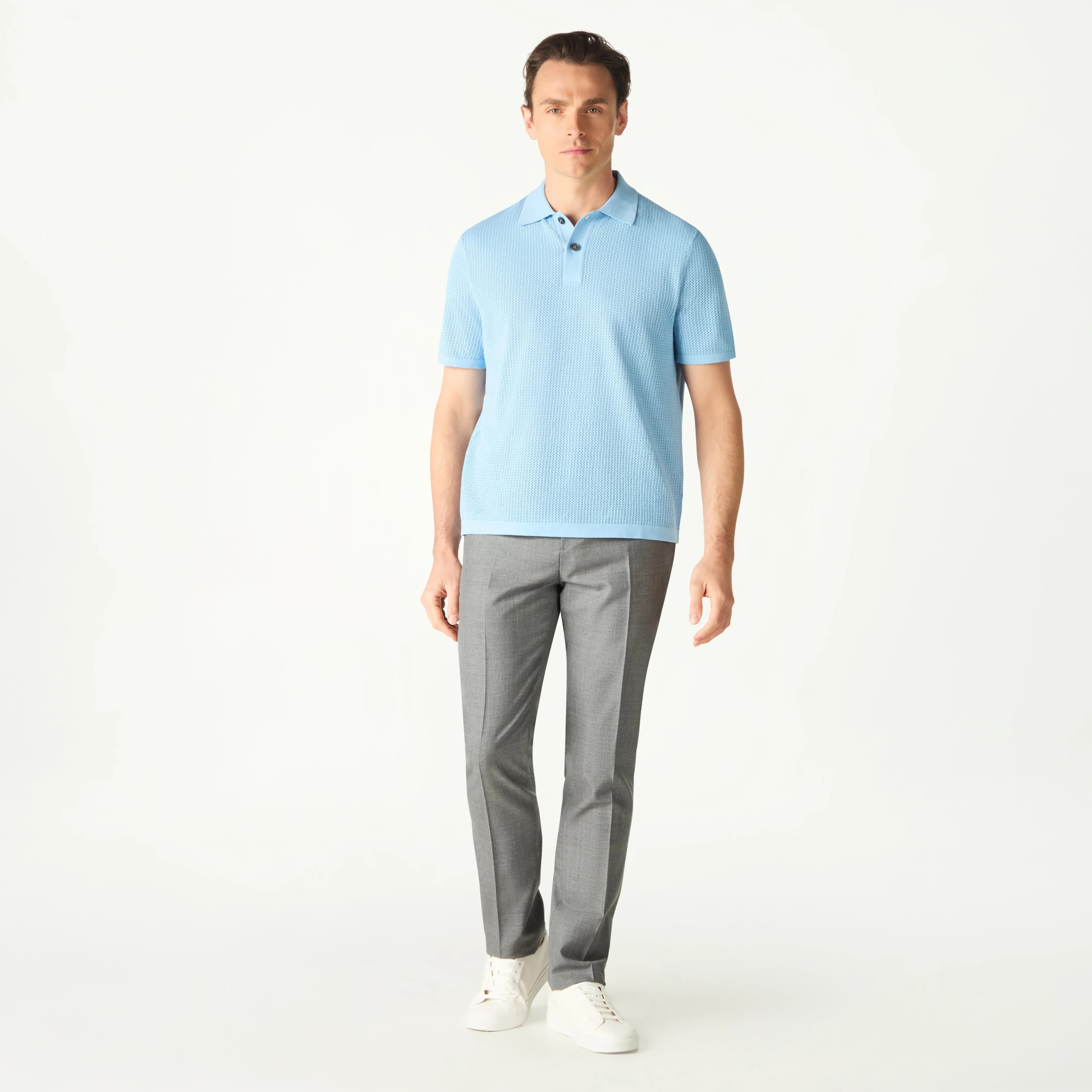 TINKER FLAT FRONT WOOL TROUSER - GREY