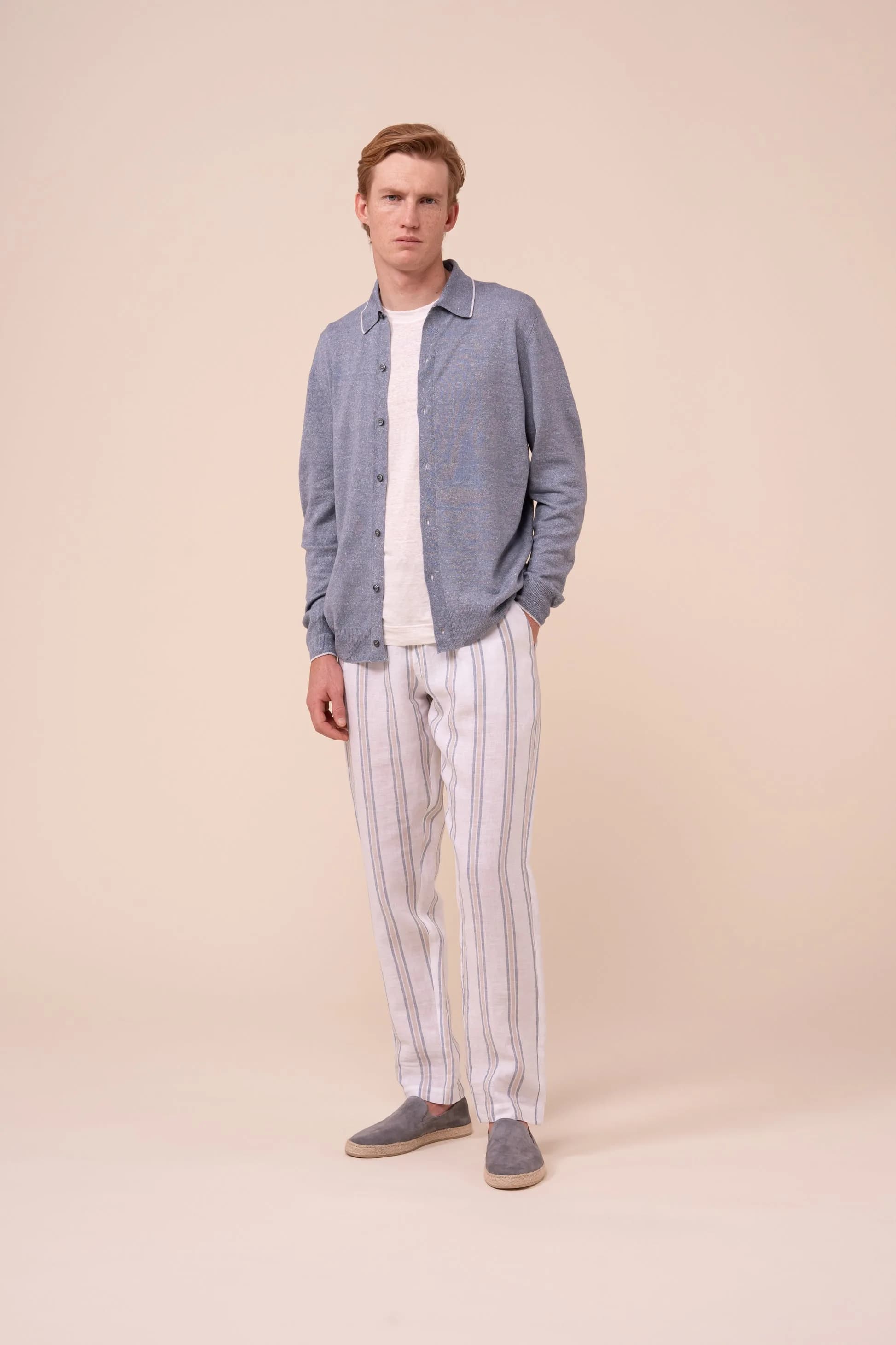 Cashmere and Linen Knit Shirt