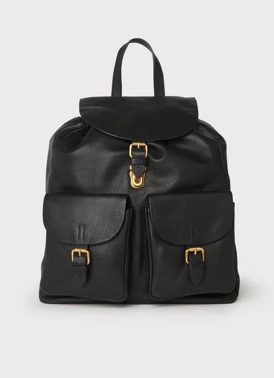 James Black Leather Backpack