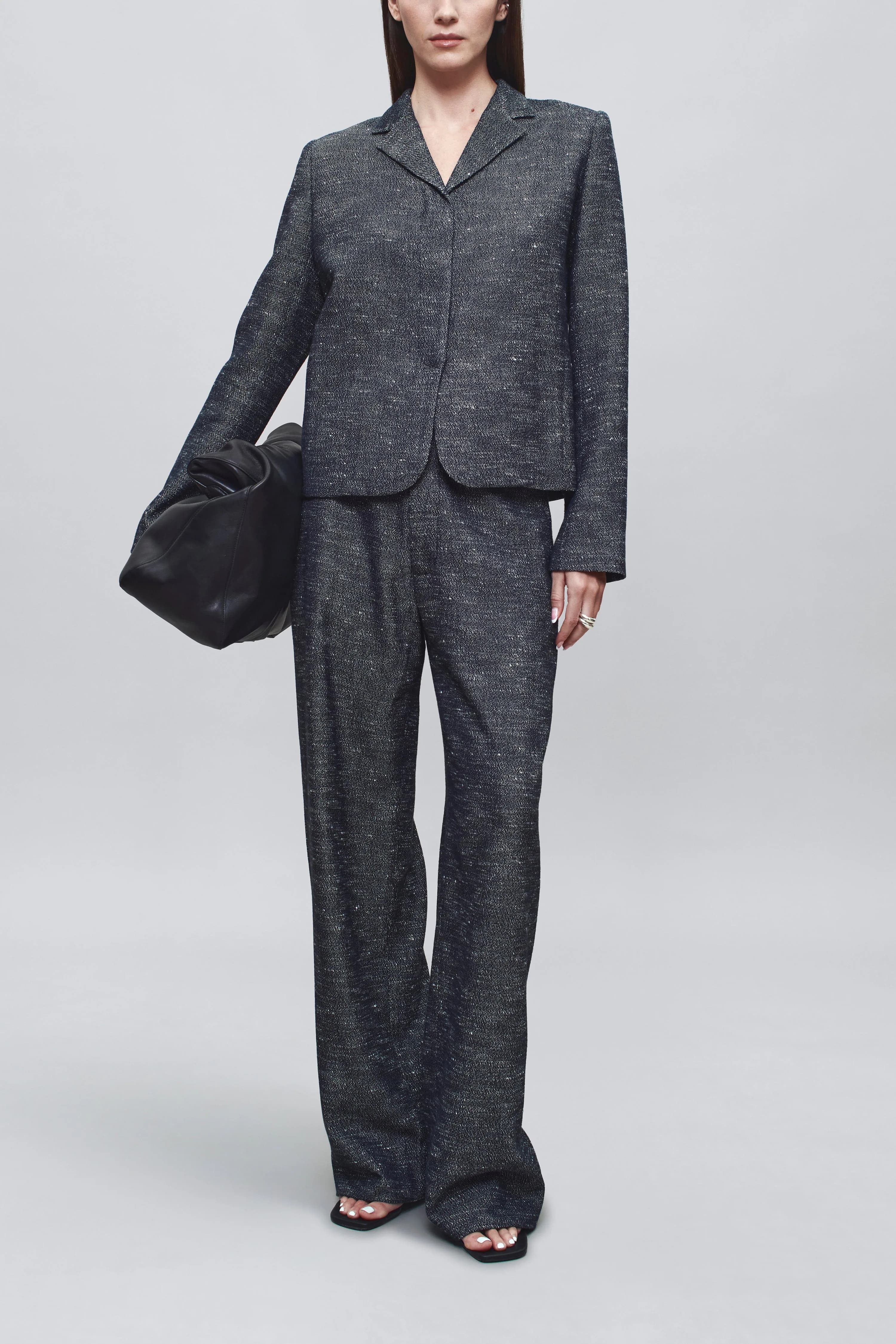 Column Leg Trouser in Pepper Tweed