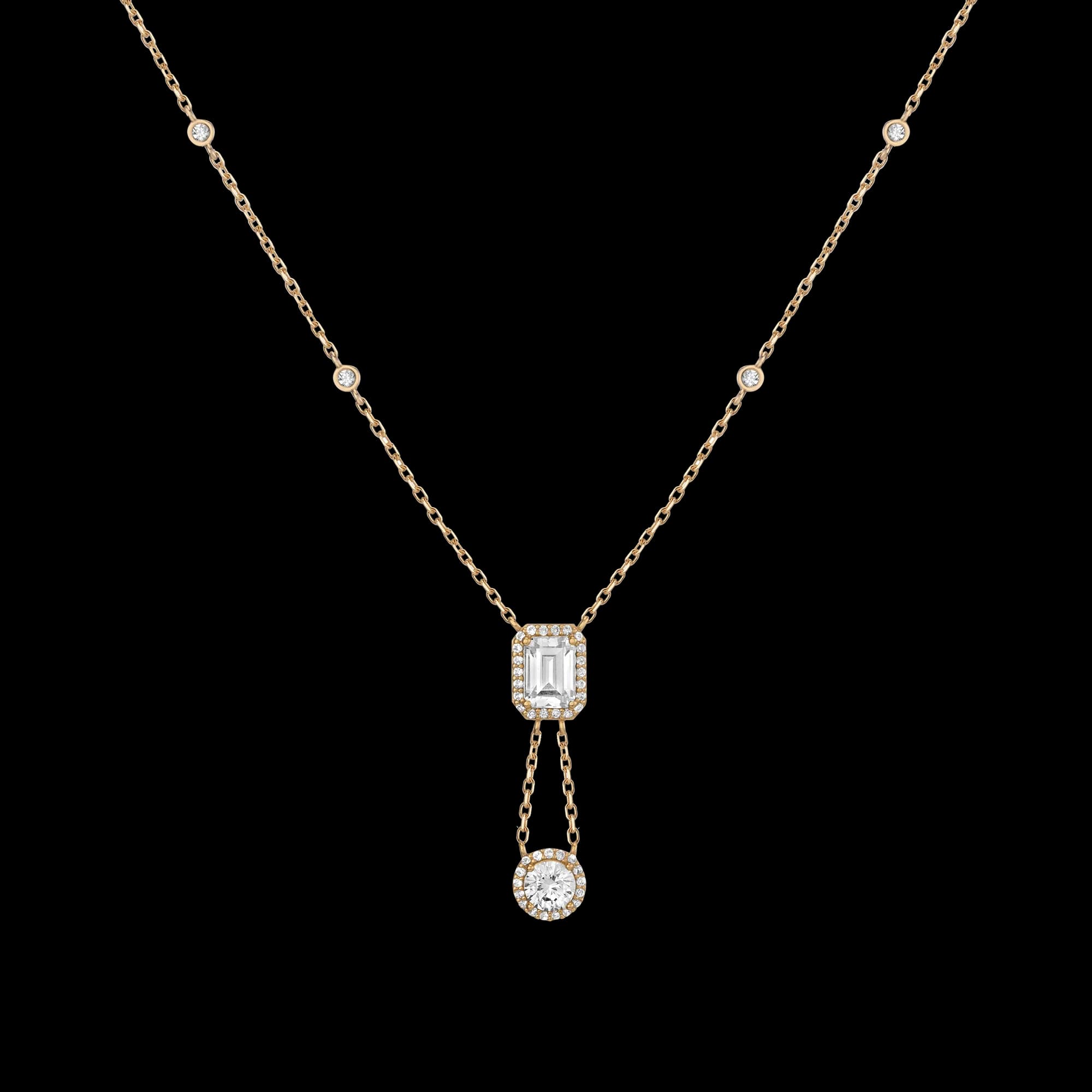 Lab Grown White Sapphire Edwardian Lariat Necklace