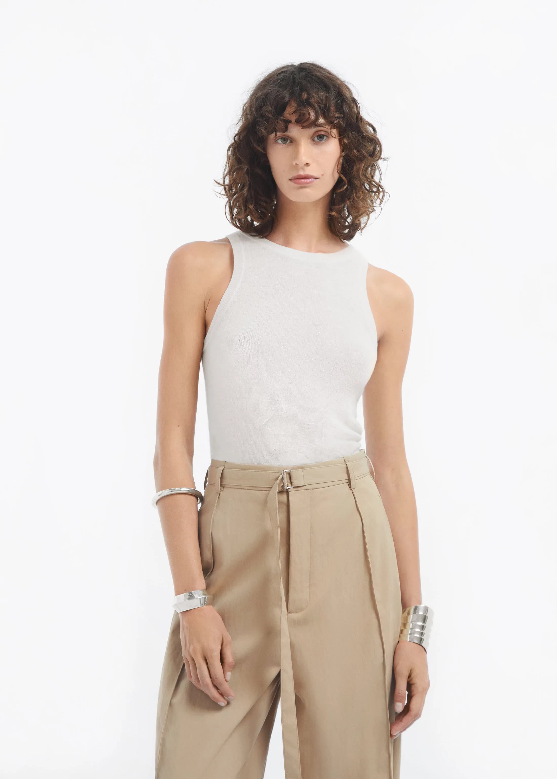 Tank Top in Fine Cashmere - Ivory