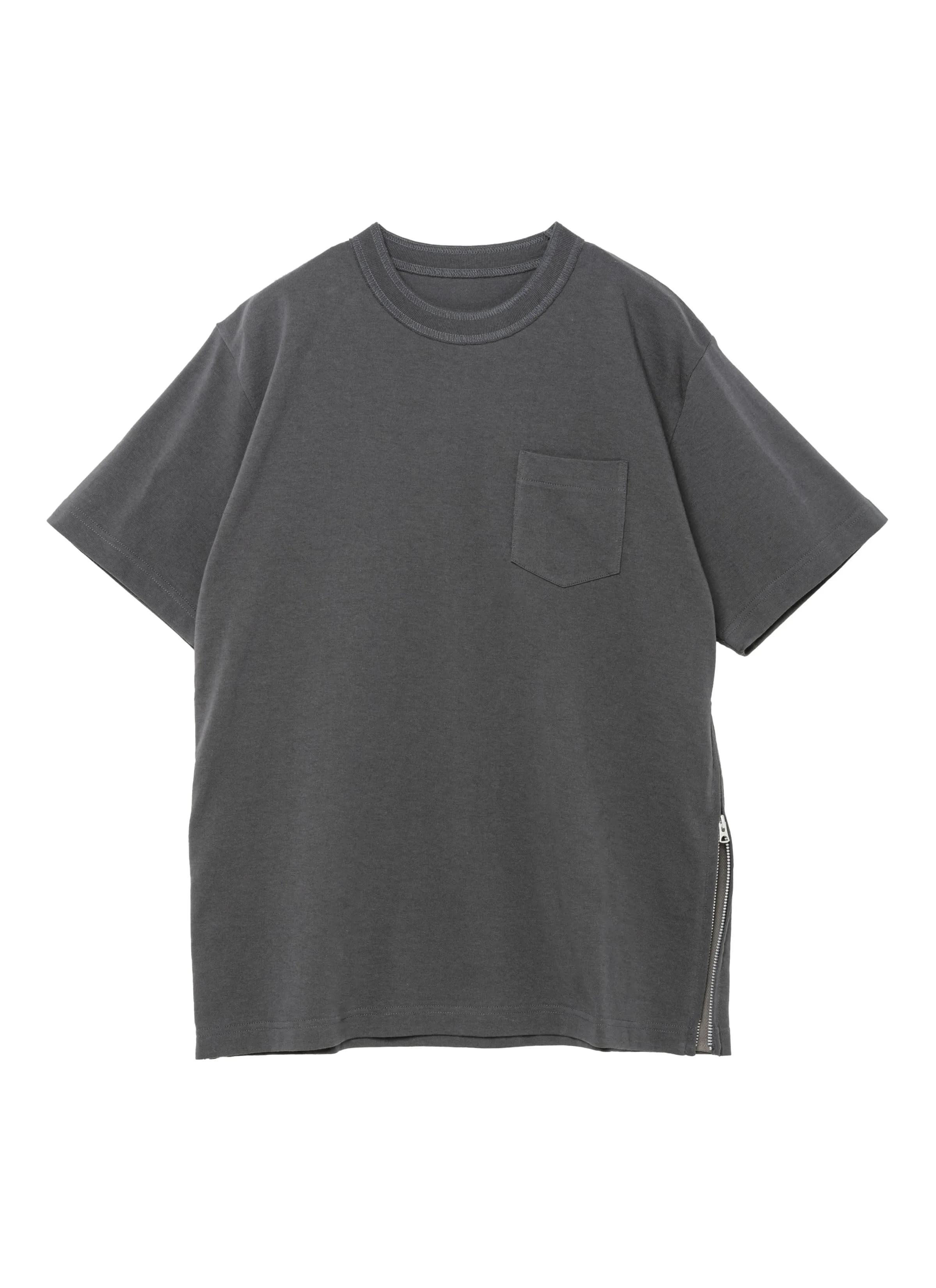 Side Zip Cotton T-Shirt