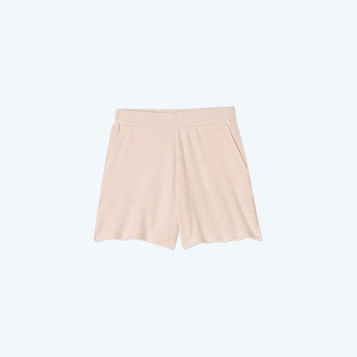 The Softest Ribbed Lounge Shorts - Blush & White Sand Stripe