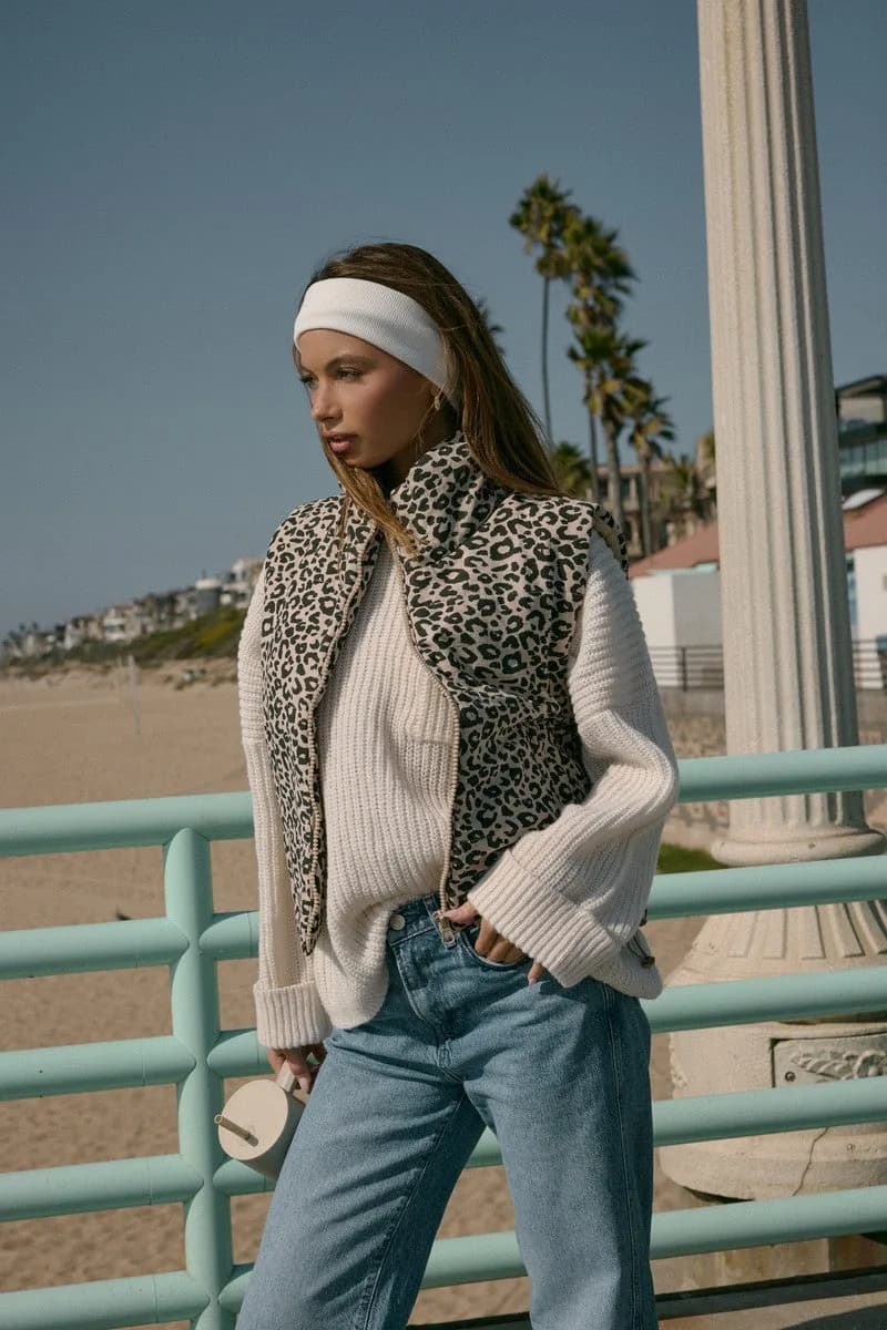 Leopard Print Zip-front Vest