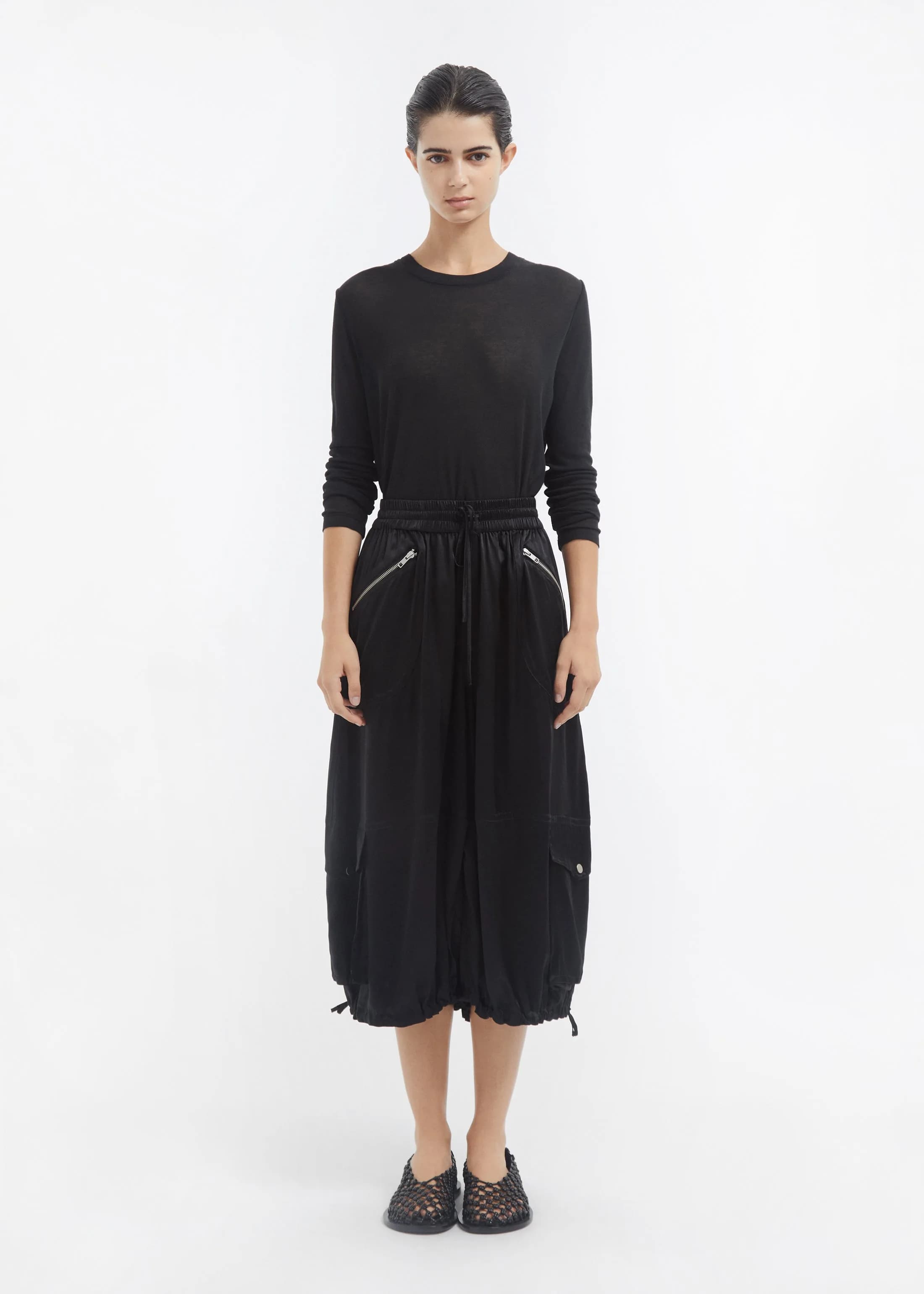 Crewneck Long Sleeve in Cotton Jersey - Black