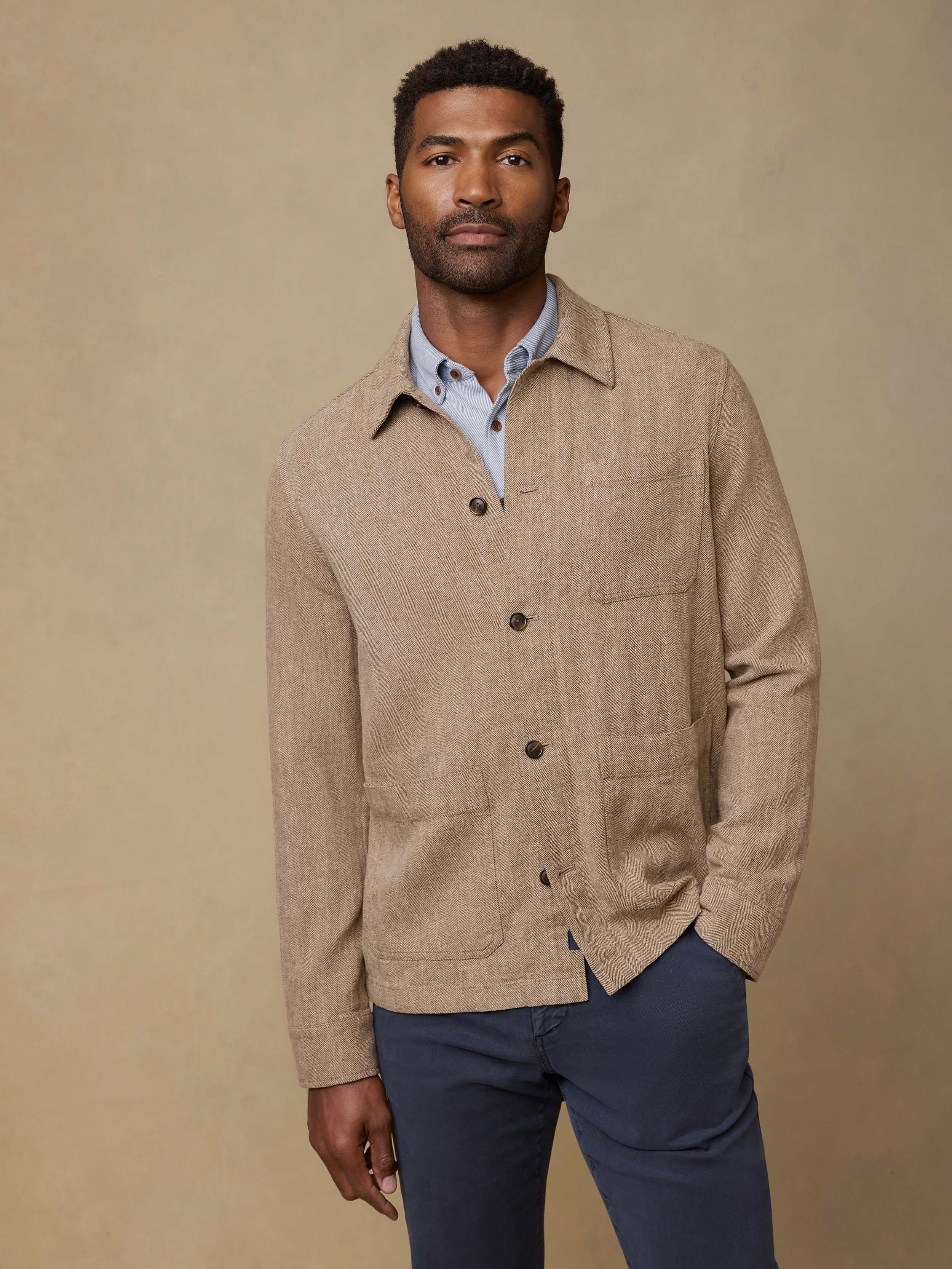 Herringbone Studio Jacket - Khaki