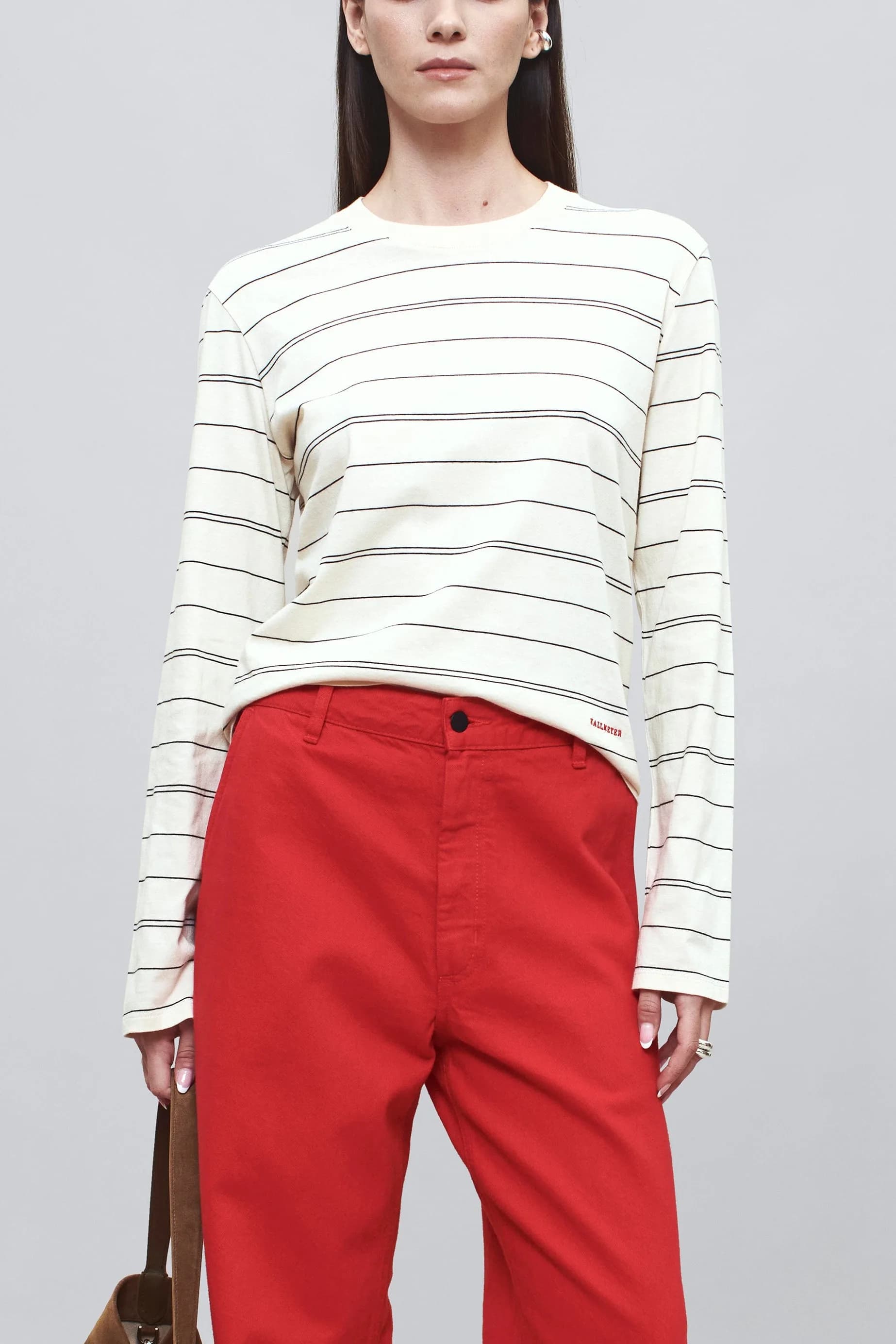 Wynn Long Sleeve in Ivory & Black Multi Stripe