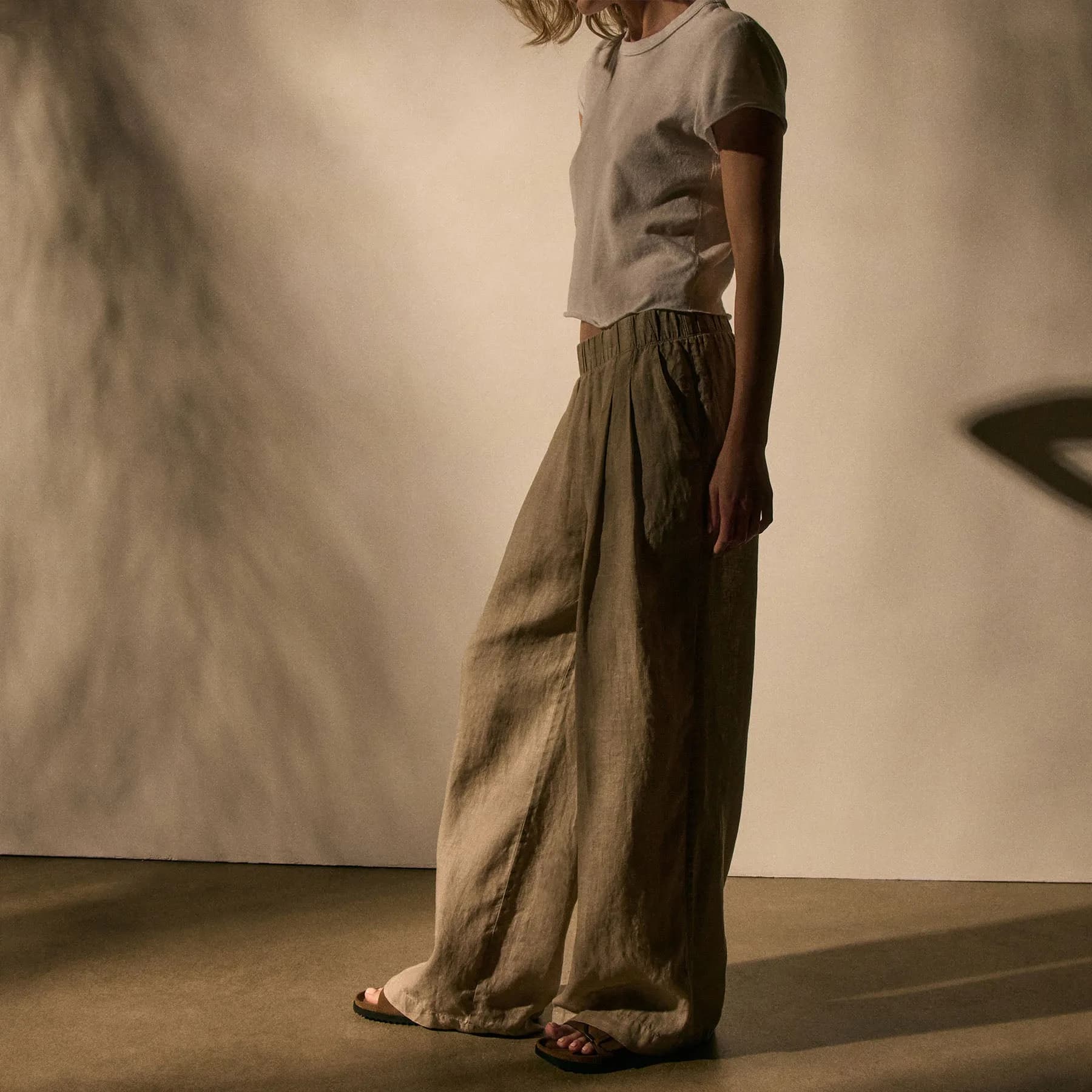 Lightweight Linen Elastic Pant - Overcast Pigment
