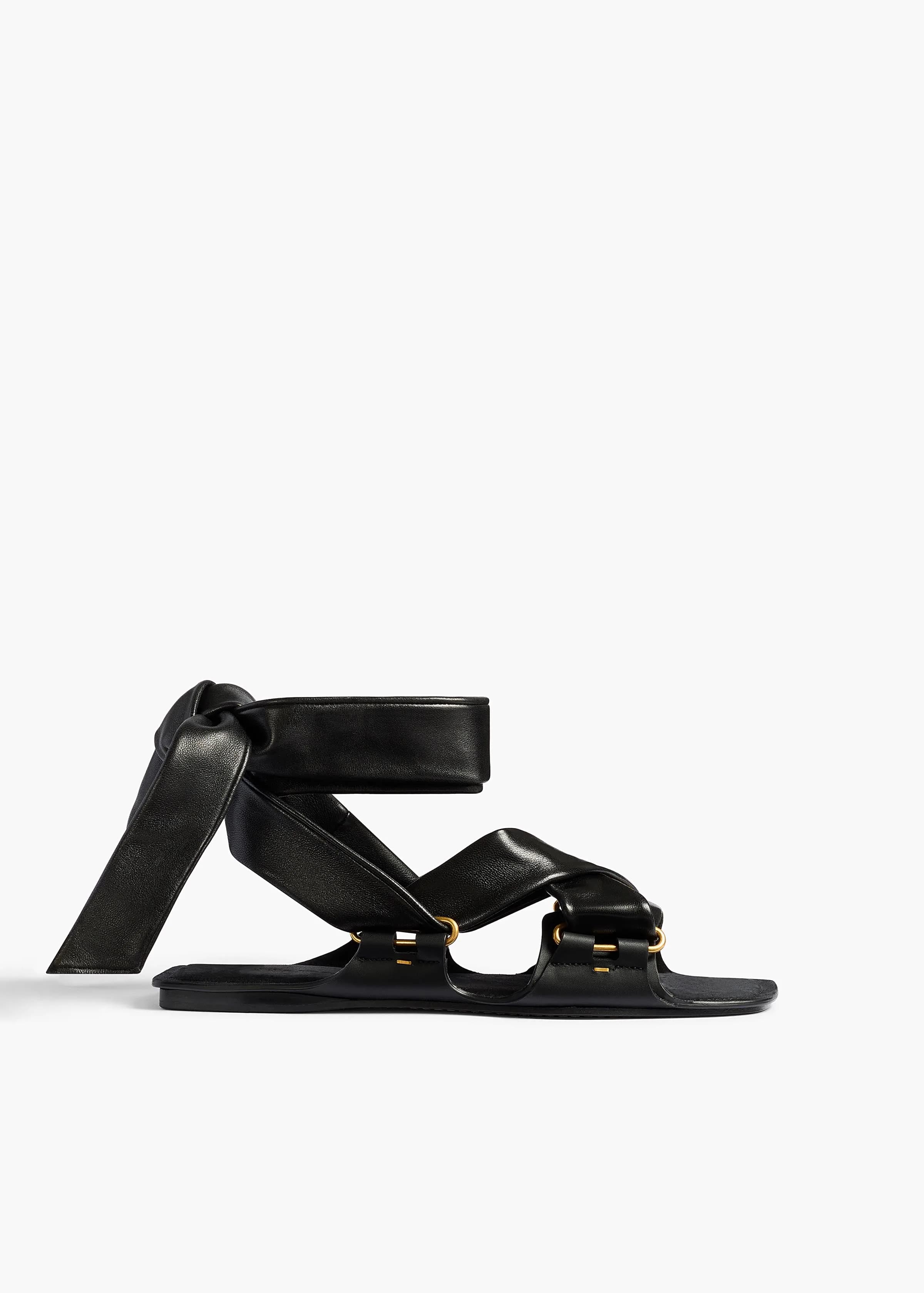 Boden Tied Sandal in Black Leather