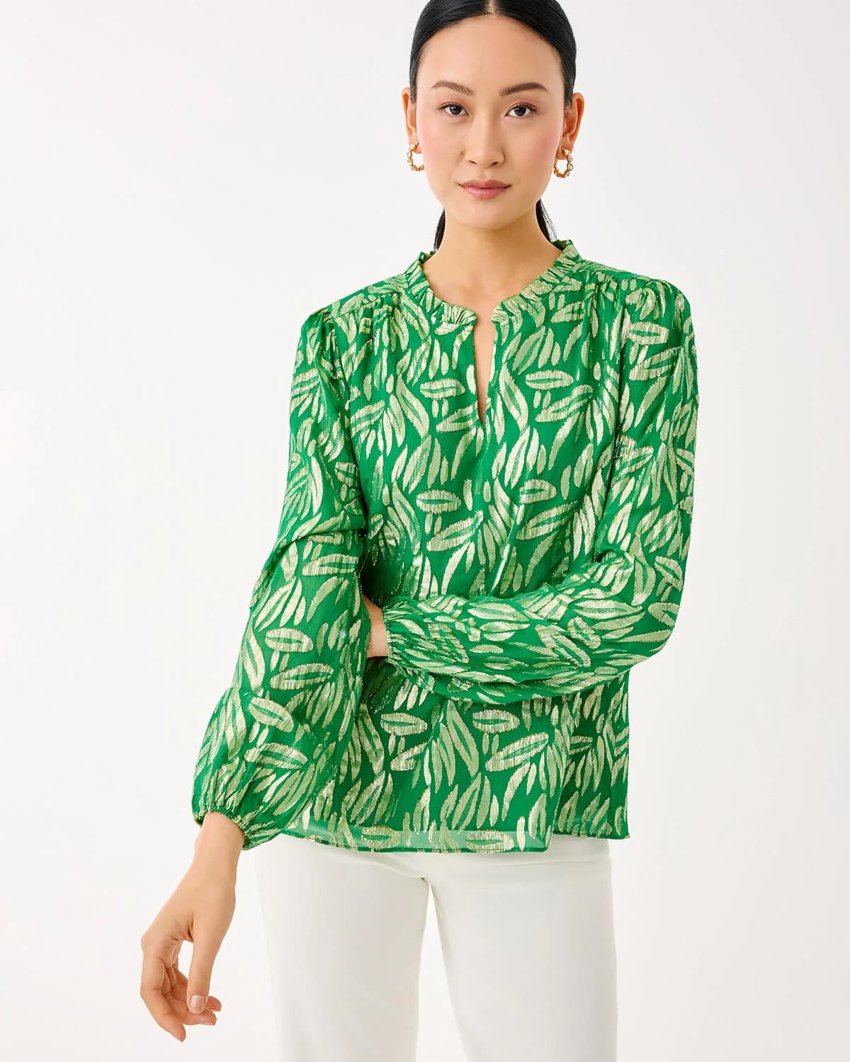 Giana Long Sleeve Silk Top