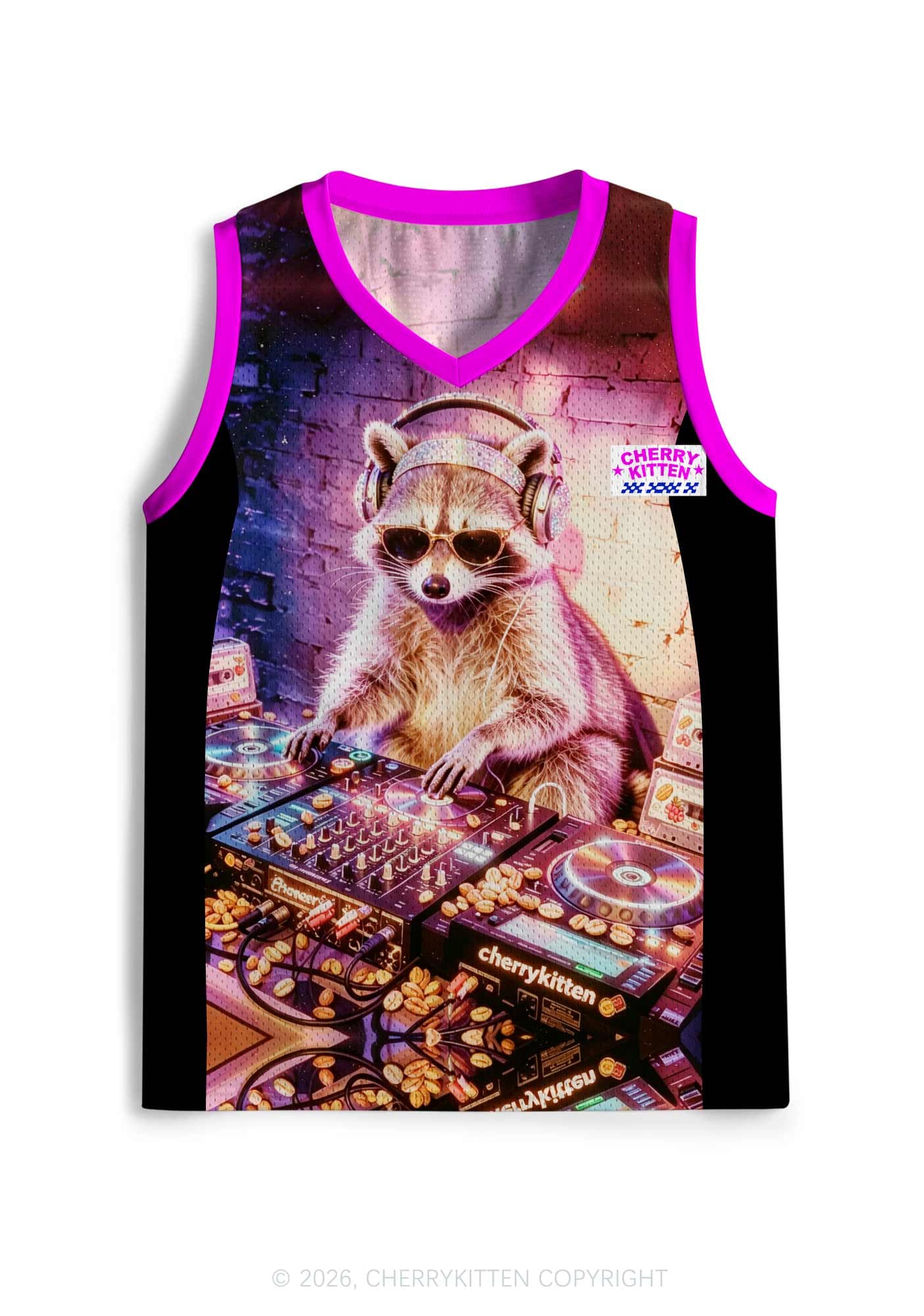 Club DJ Raccoon Y2K Sport Jersey Tank