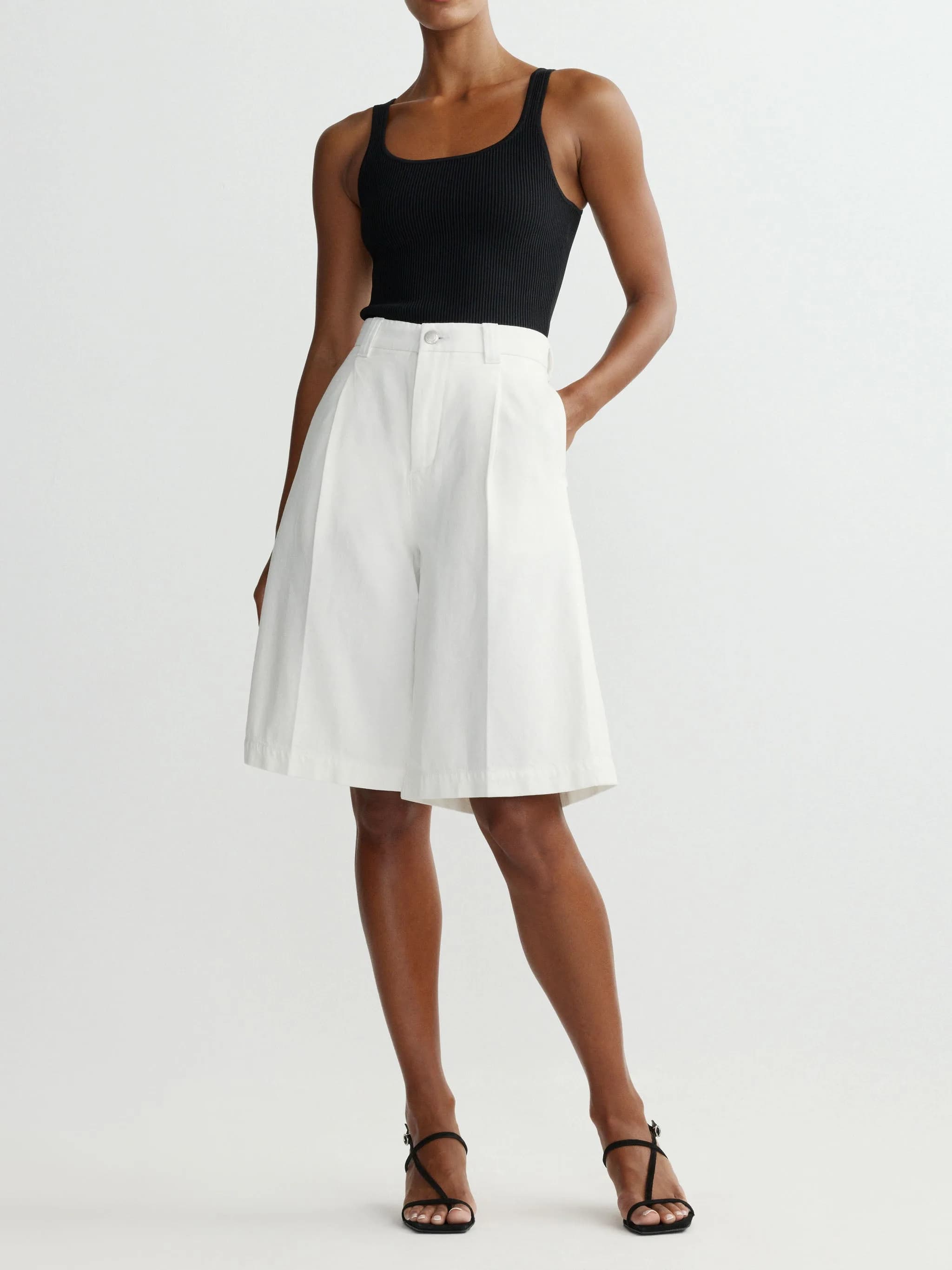 Hepburn Jean Short High Rise Pleated 12.5" | White Aura