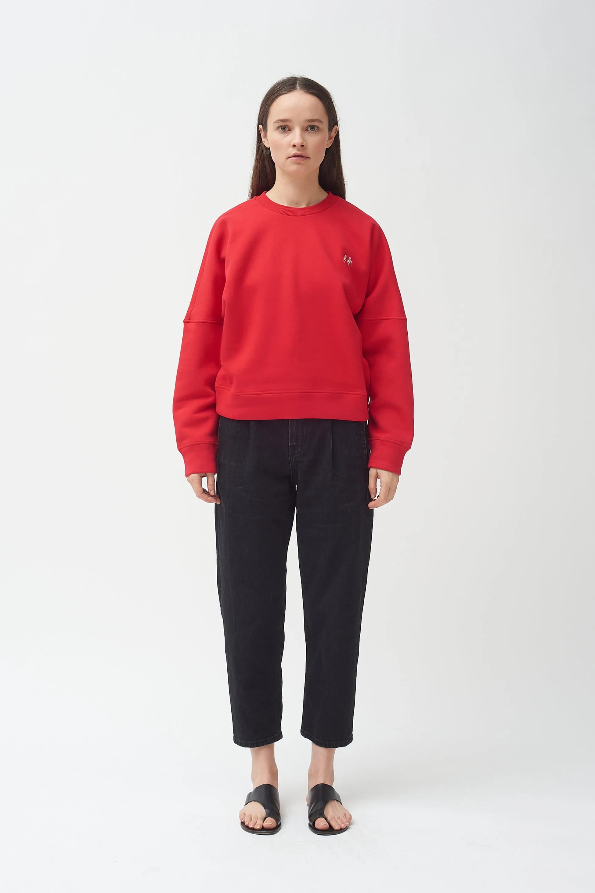 Hand Embroidered Red Sweatshirt