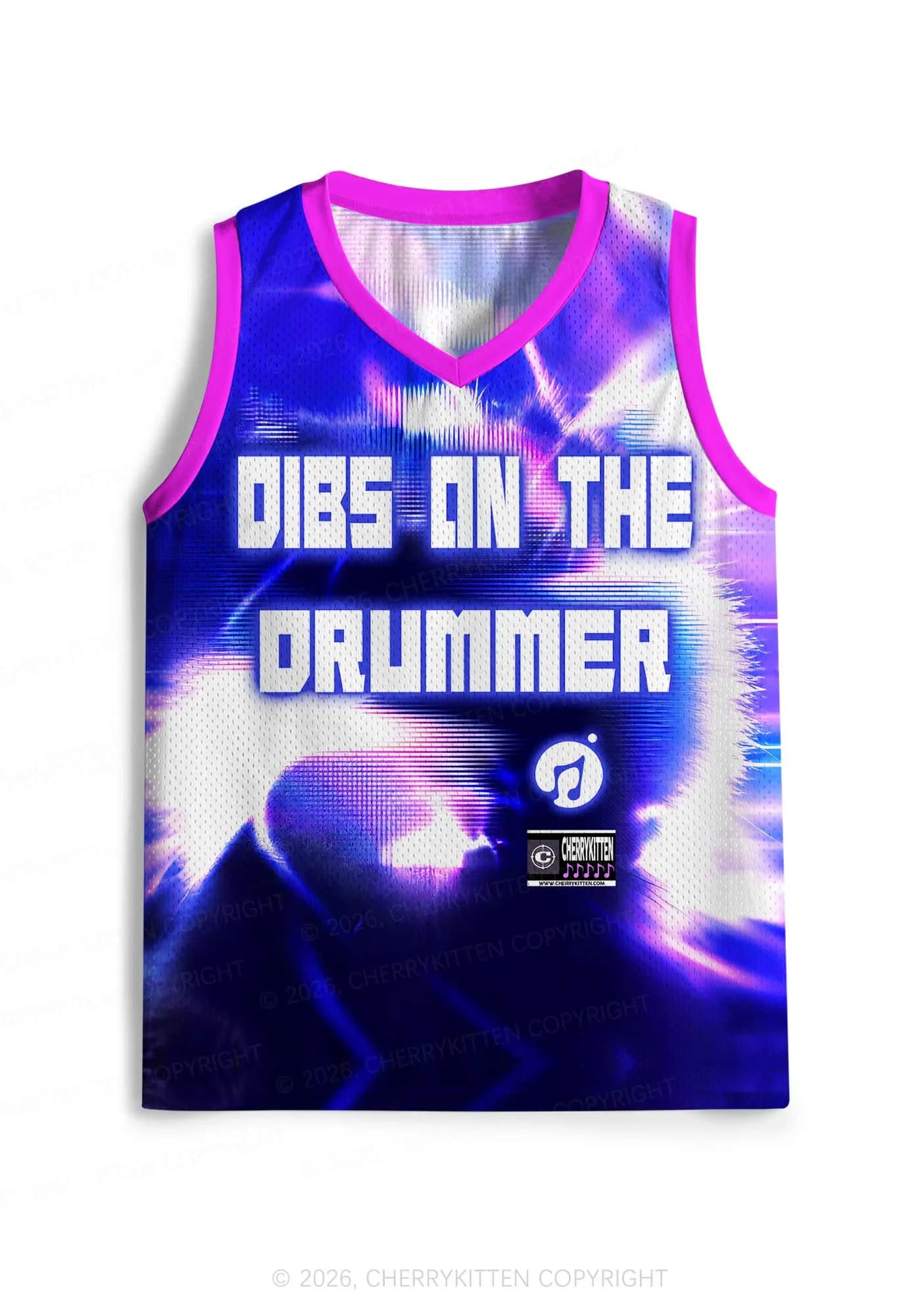 Blue Sound Wave Dibs On Drummer Y2K Sport Jersey Tank