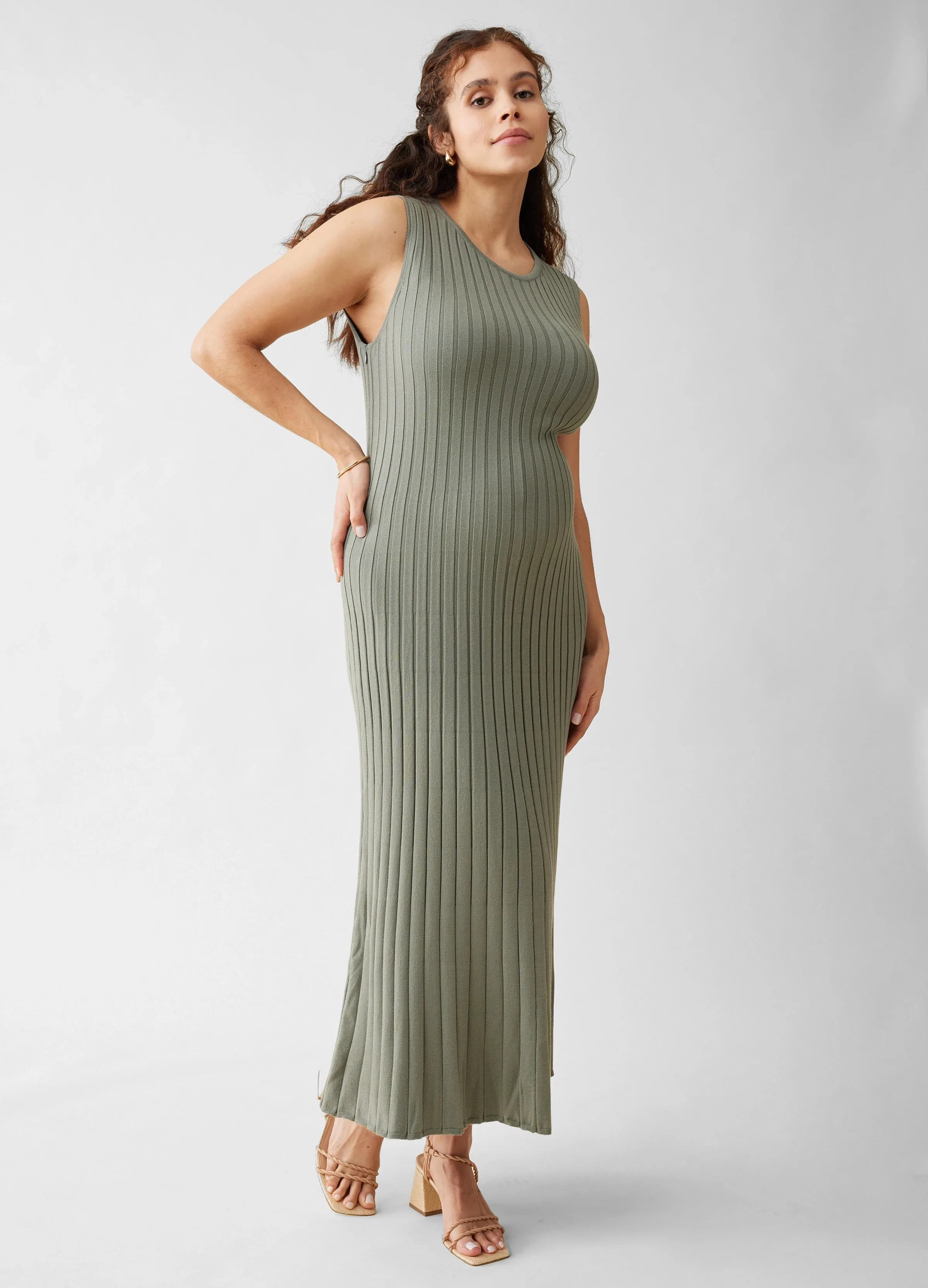 The Paris Maternity Ribbed Sweater Midi Dress