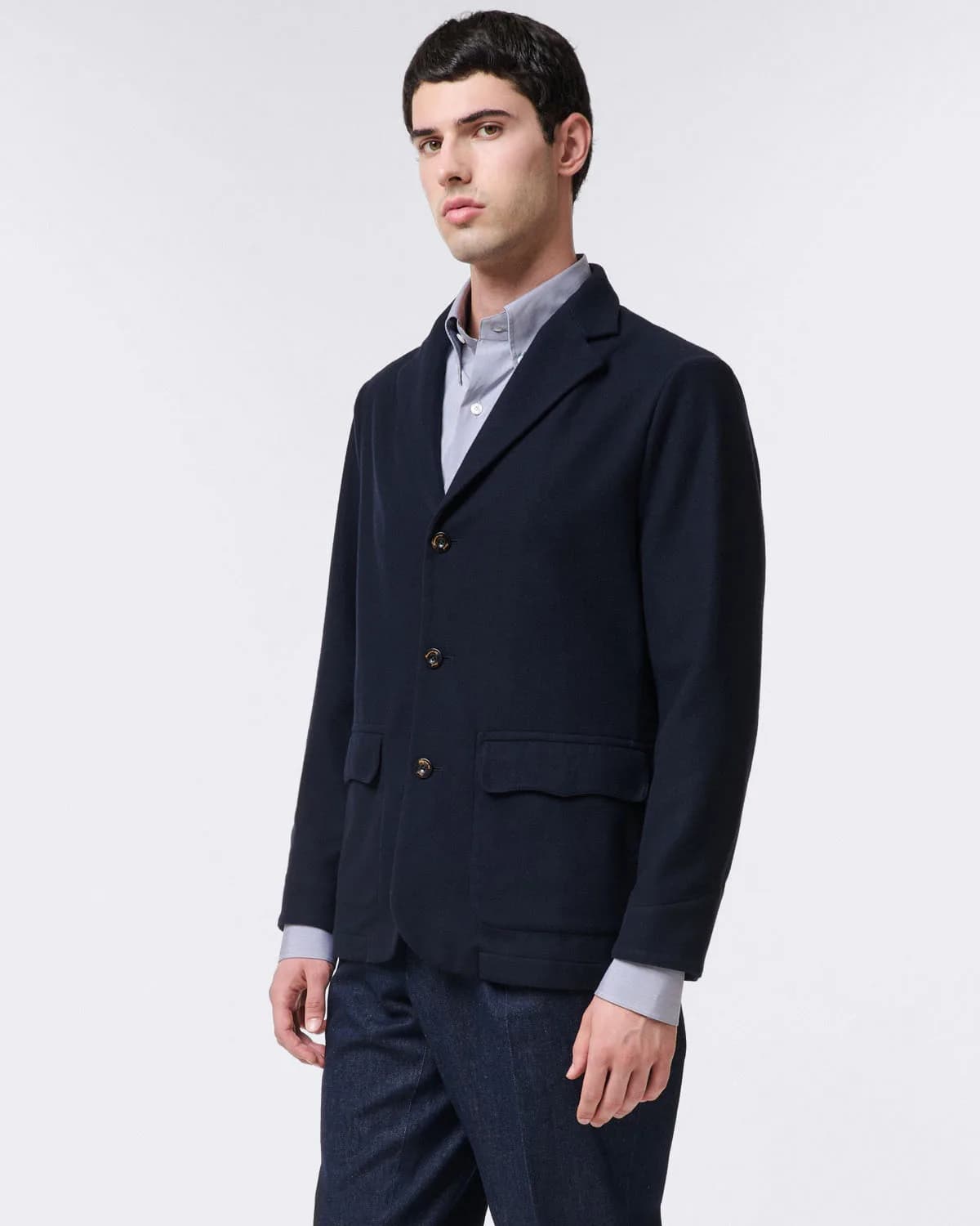 Roma Dark Blue Over Shirt in Wool