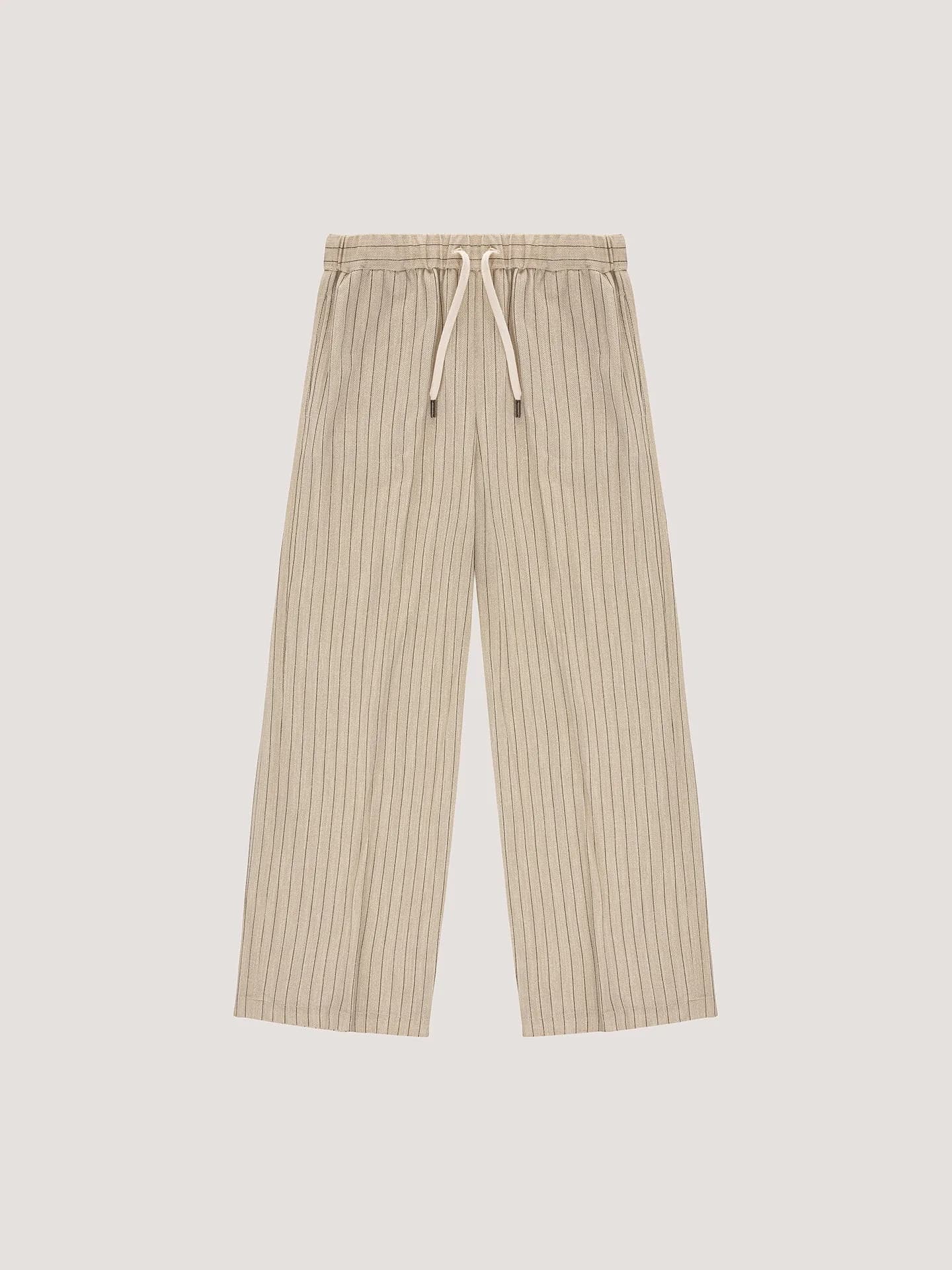 Pantalone Wide Leg Striped Herringbone