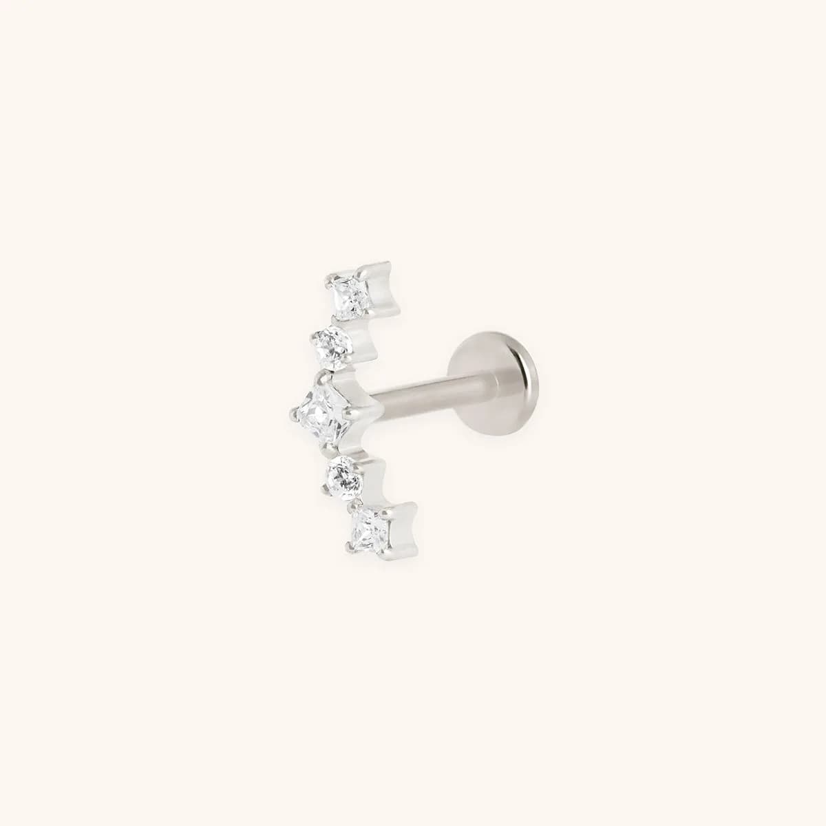 Curved Square Crystal Titanium Piercing Stud