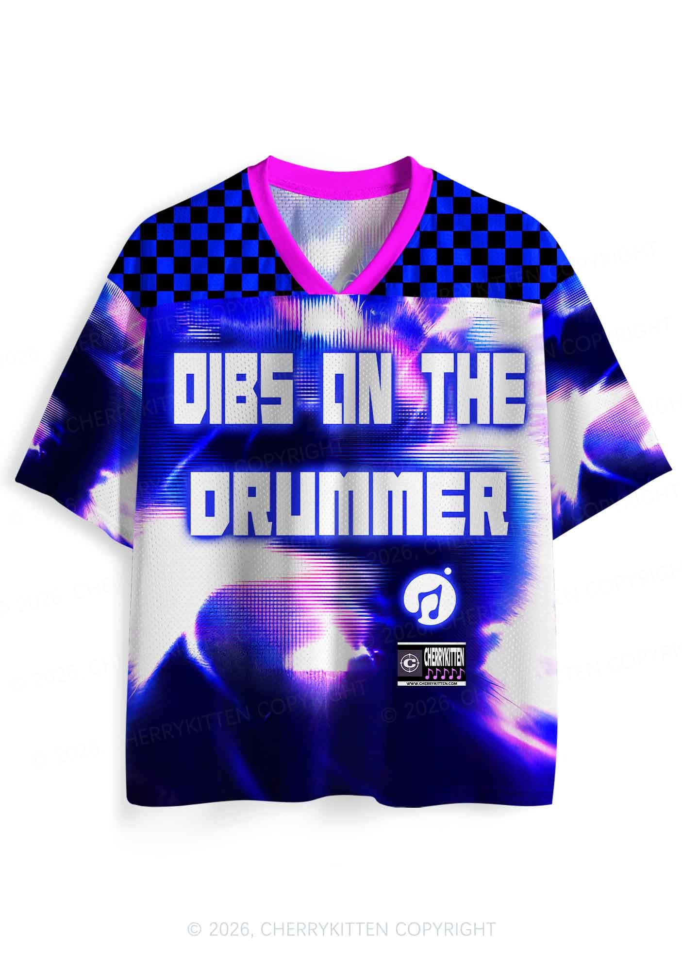 Blue Sound Wave Dibs On Drummer Y2K Sport Jersey Shirt
