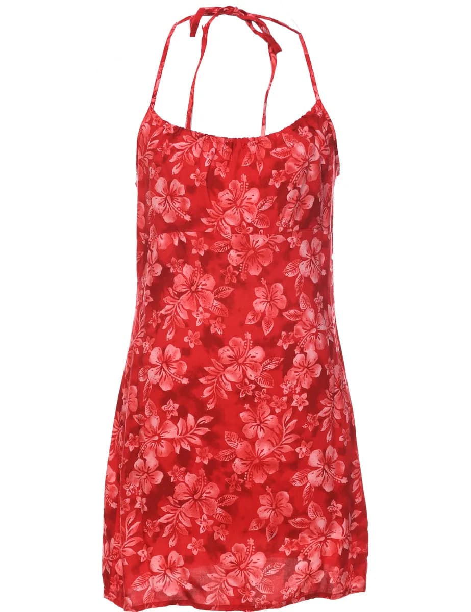 1990s Vintage Floral Print Dress - M