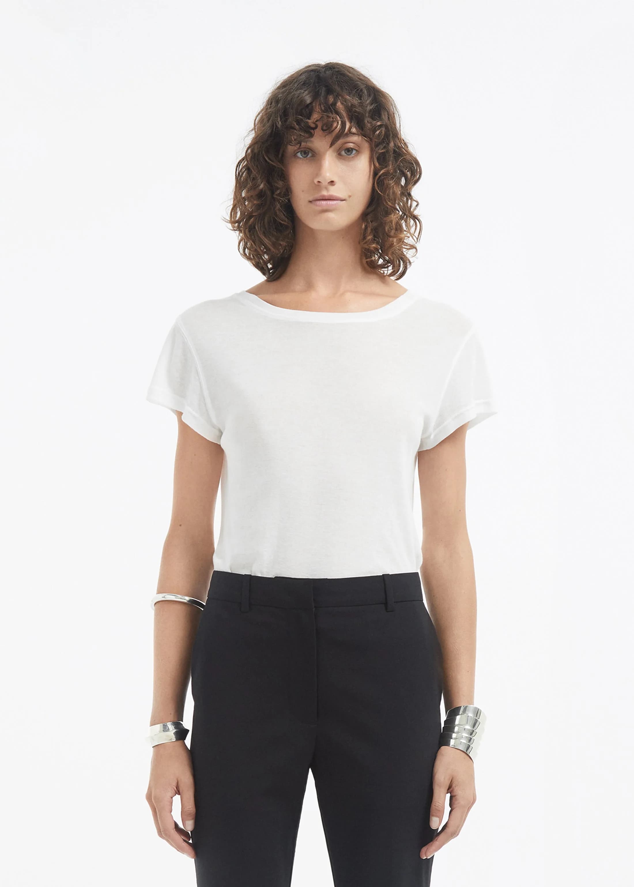 Crewneck Short Sleeve T-Shirt in Cotton Jersey - Ivory