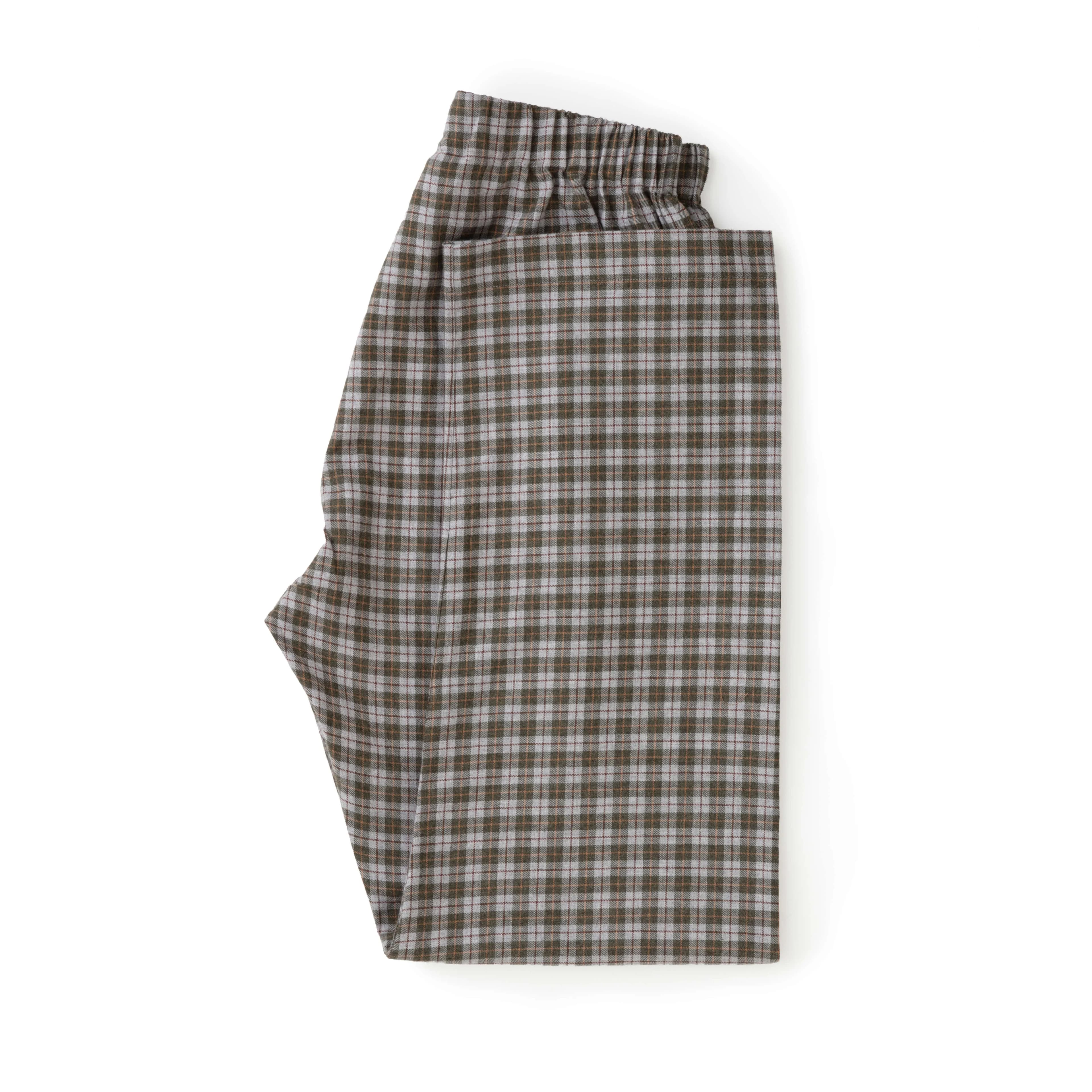 Sage/Ochre Check Brushed Cotton Pyjama Bottoms