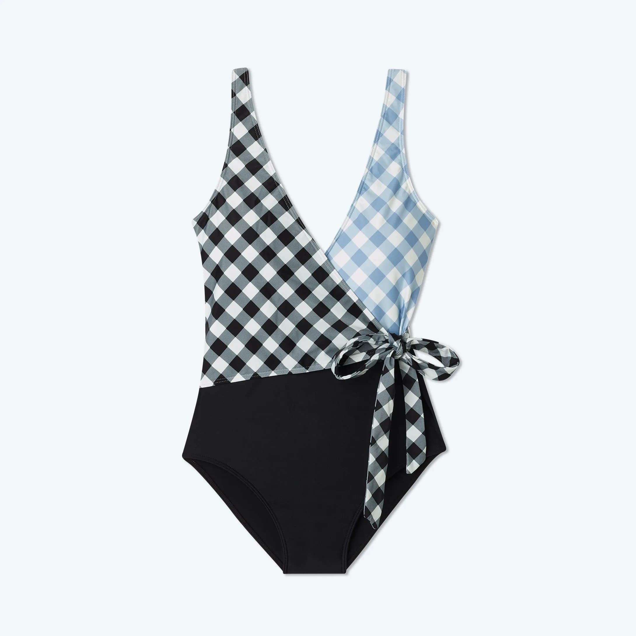 The Perfect Wrap One-Piece - Gingham in Sea Urchin & Cloud