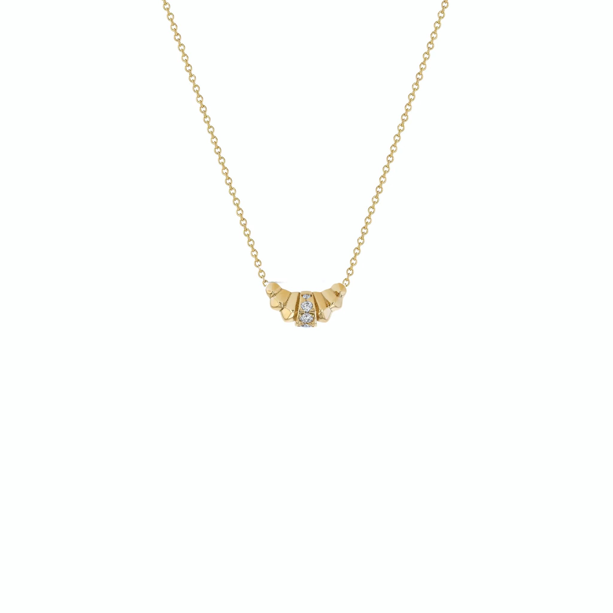 Croissant Necklace with Pave Center Row