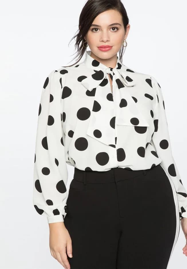 Printed Tie Neck Blouse