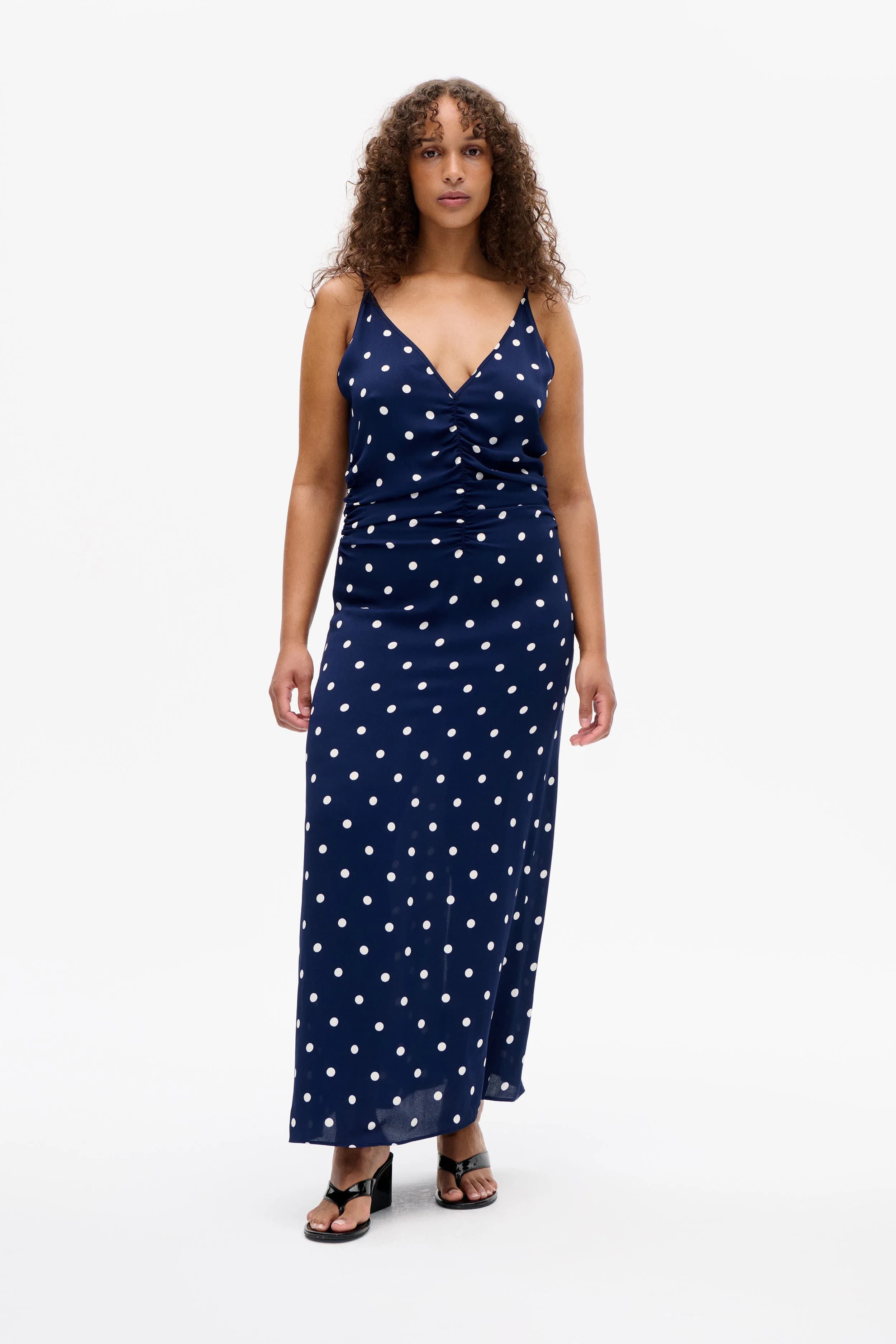 ATALIA DRESS | Navy Creme Dot