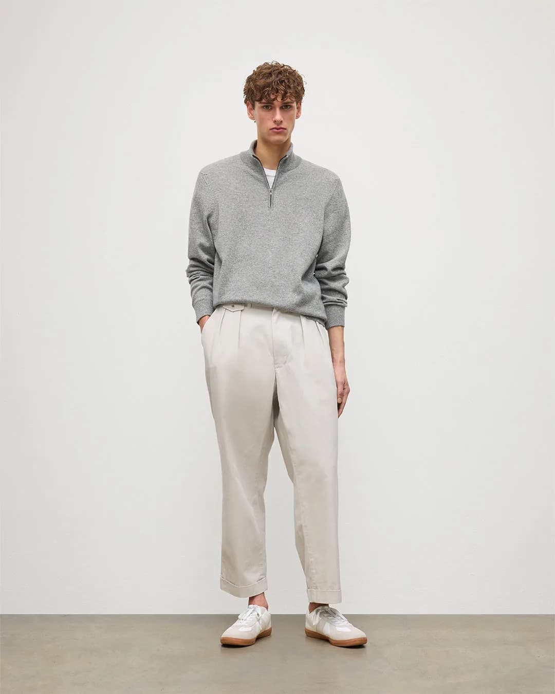 Rory Grey Classic Cashmere Zip Neck Jumper