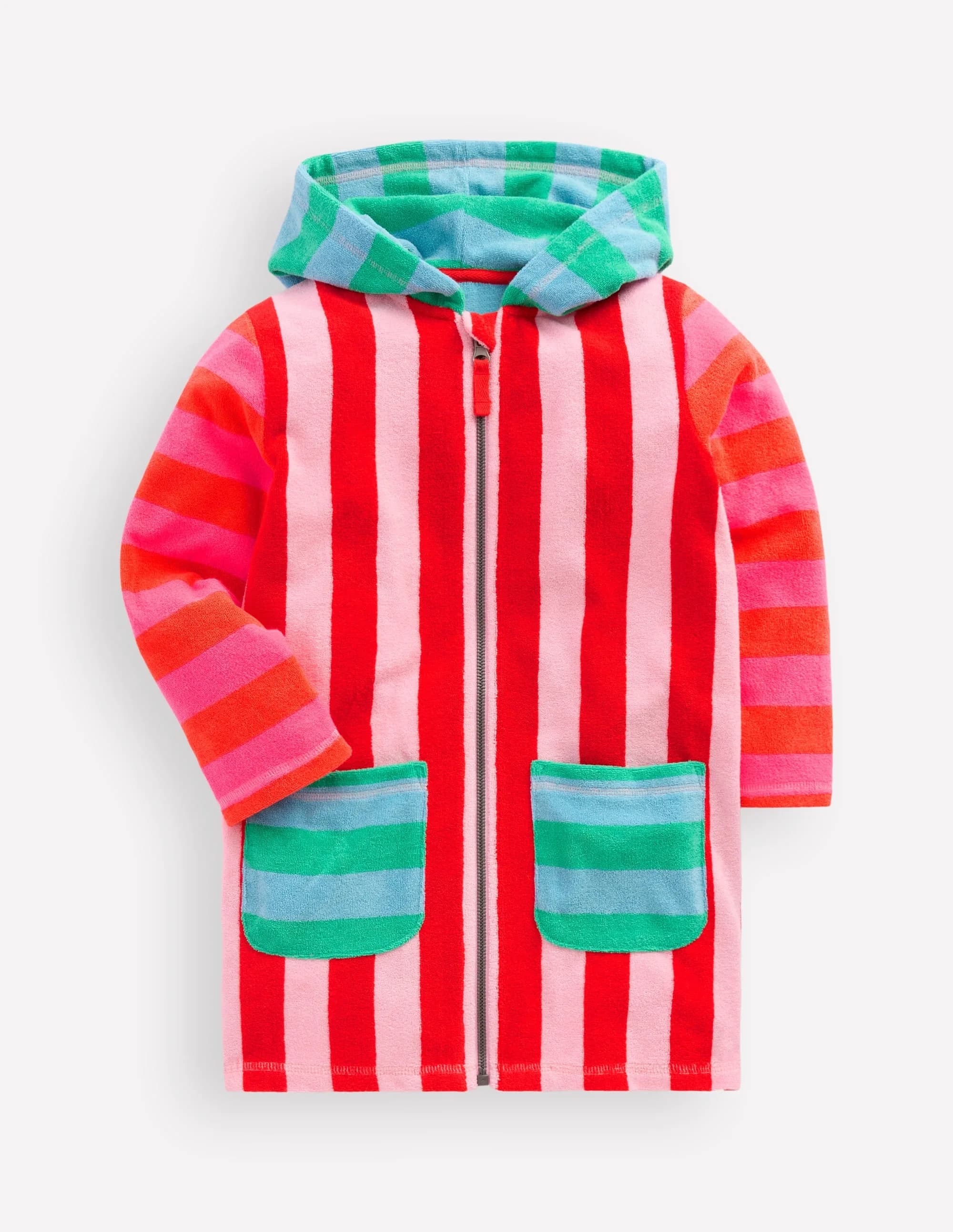 Romie Towelling Zip Throw-on-multi Stripe