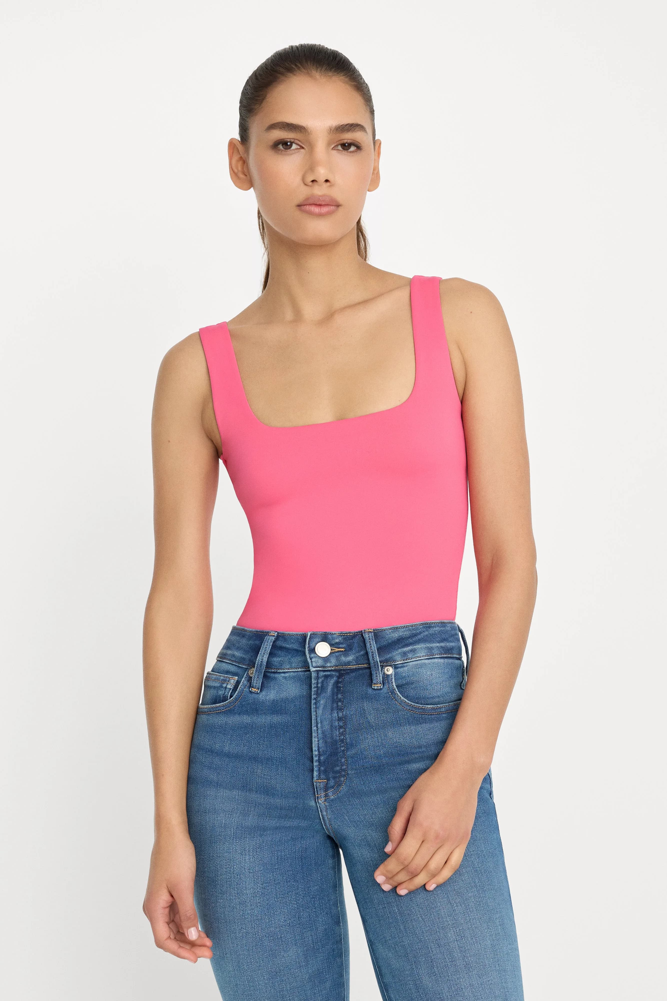 Sculpting Modern Tank Bodysuit | Strawberry Pink