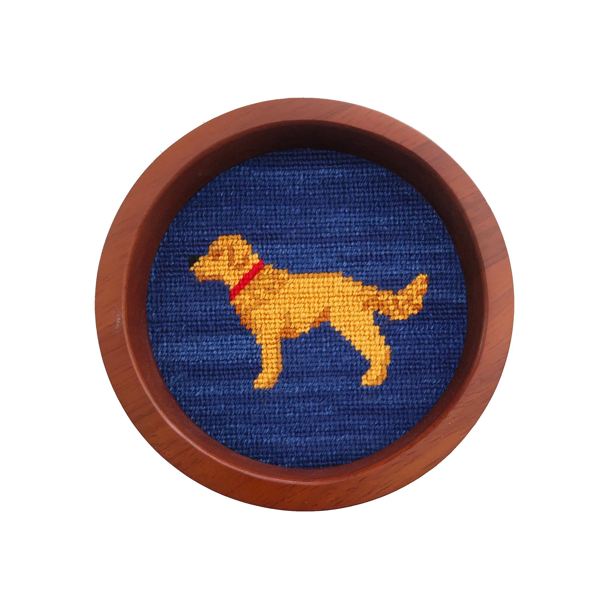 Golden Retriever Wine Bottle Coaster (Classic Navy)