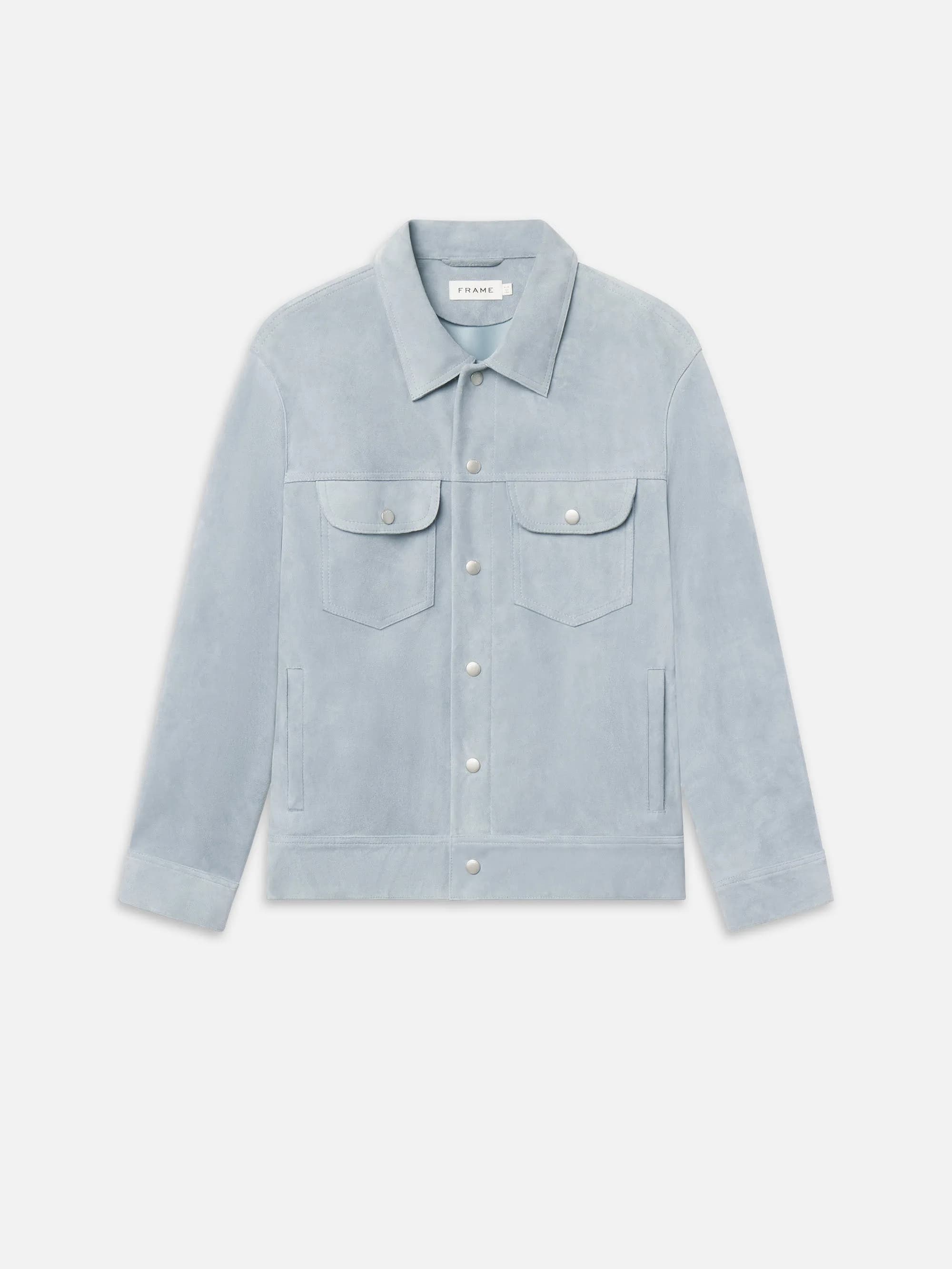 Suede Trucker Jacket - Smoky Blue