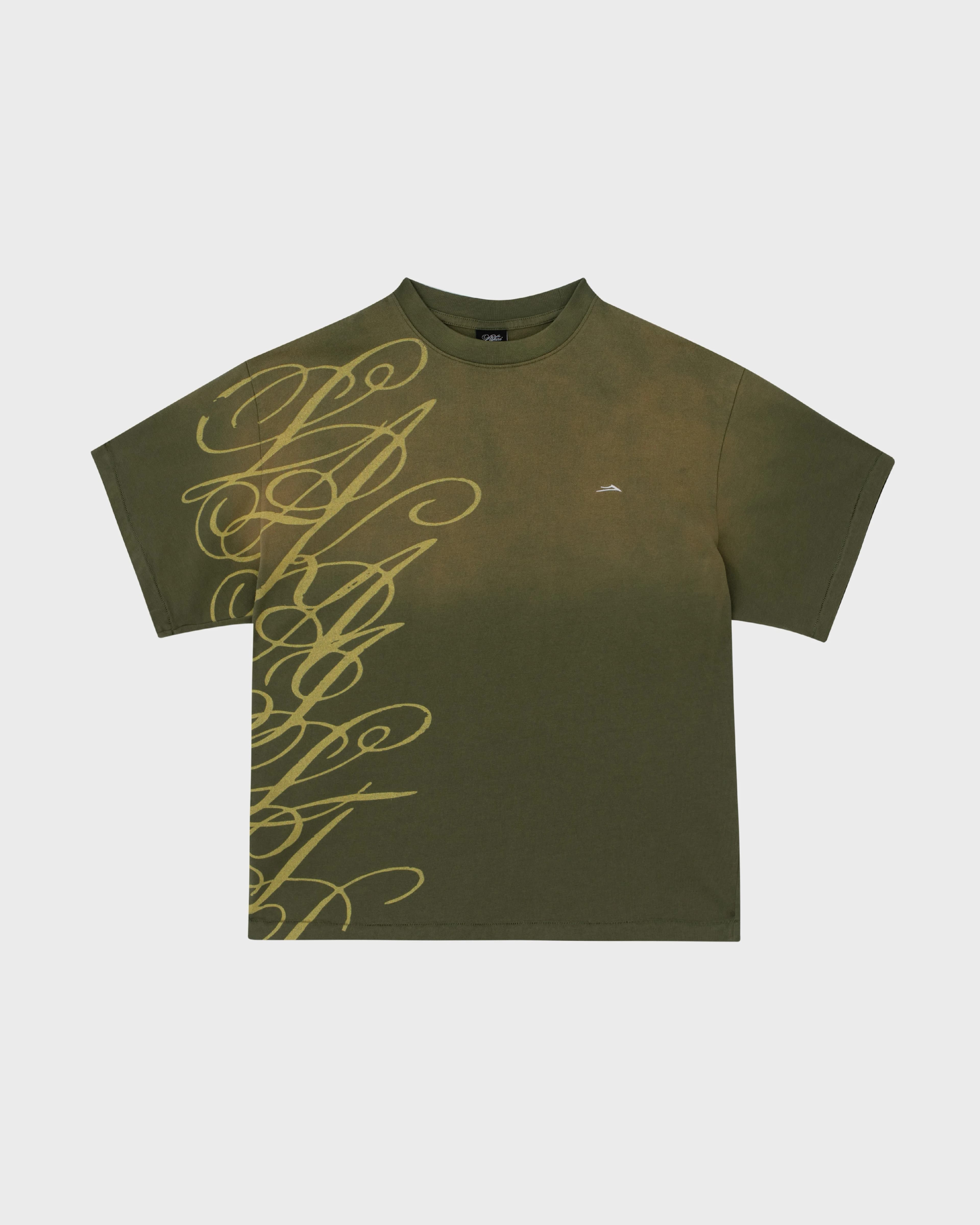 Boxy Tee Signature Print - Sunfaded Green