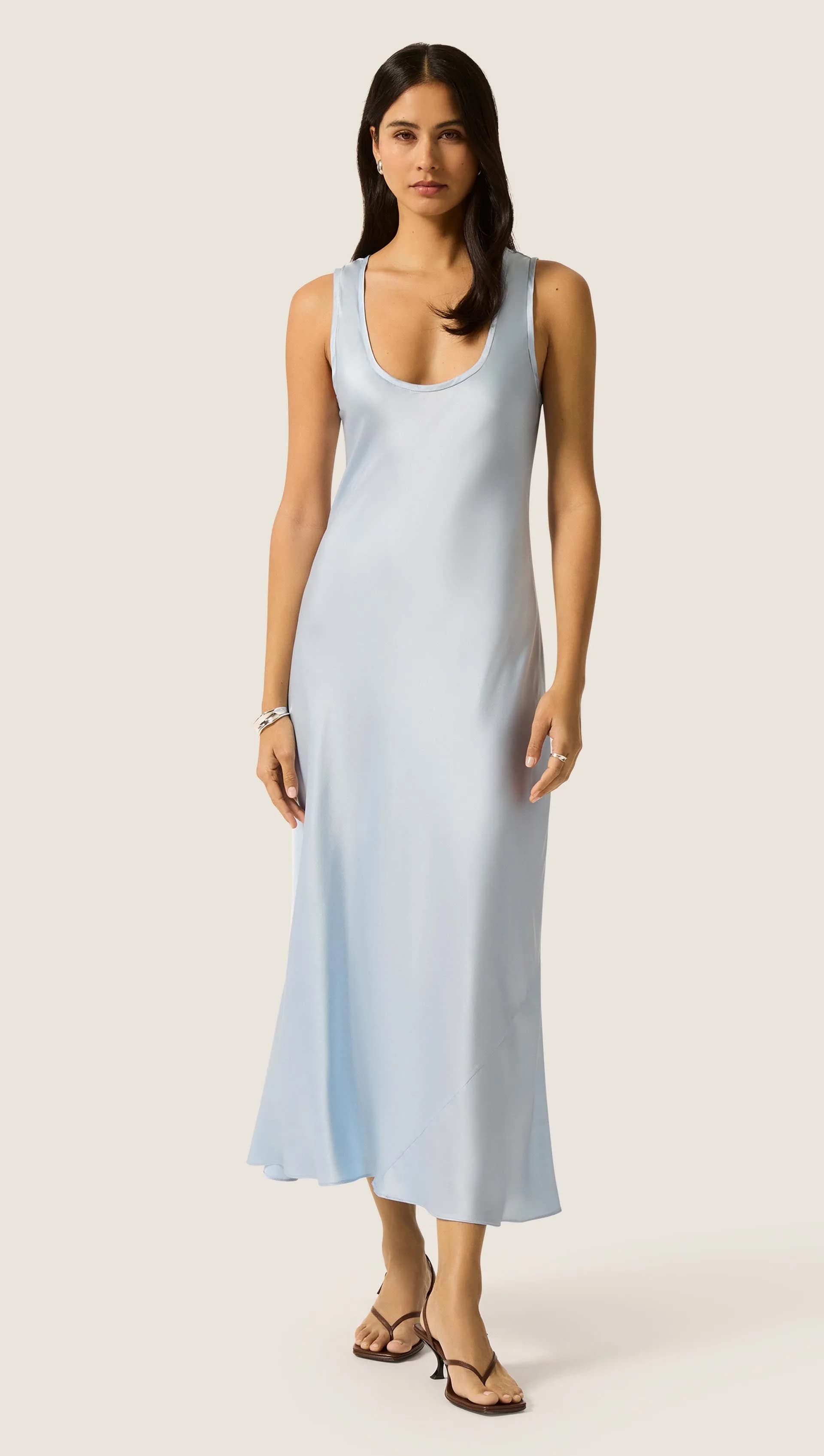 Tank Dress in Silk Charmeuse | Maya Blue