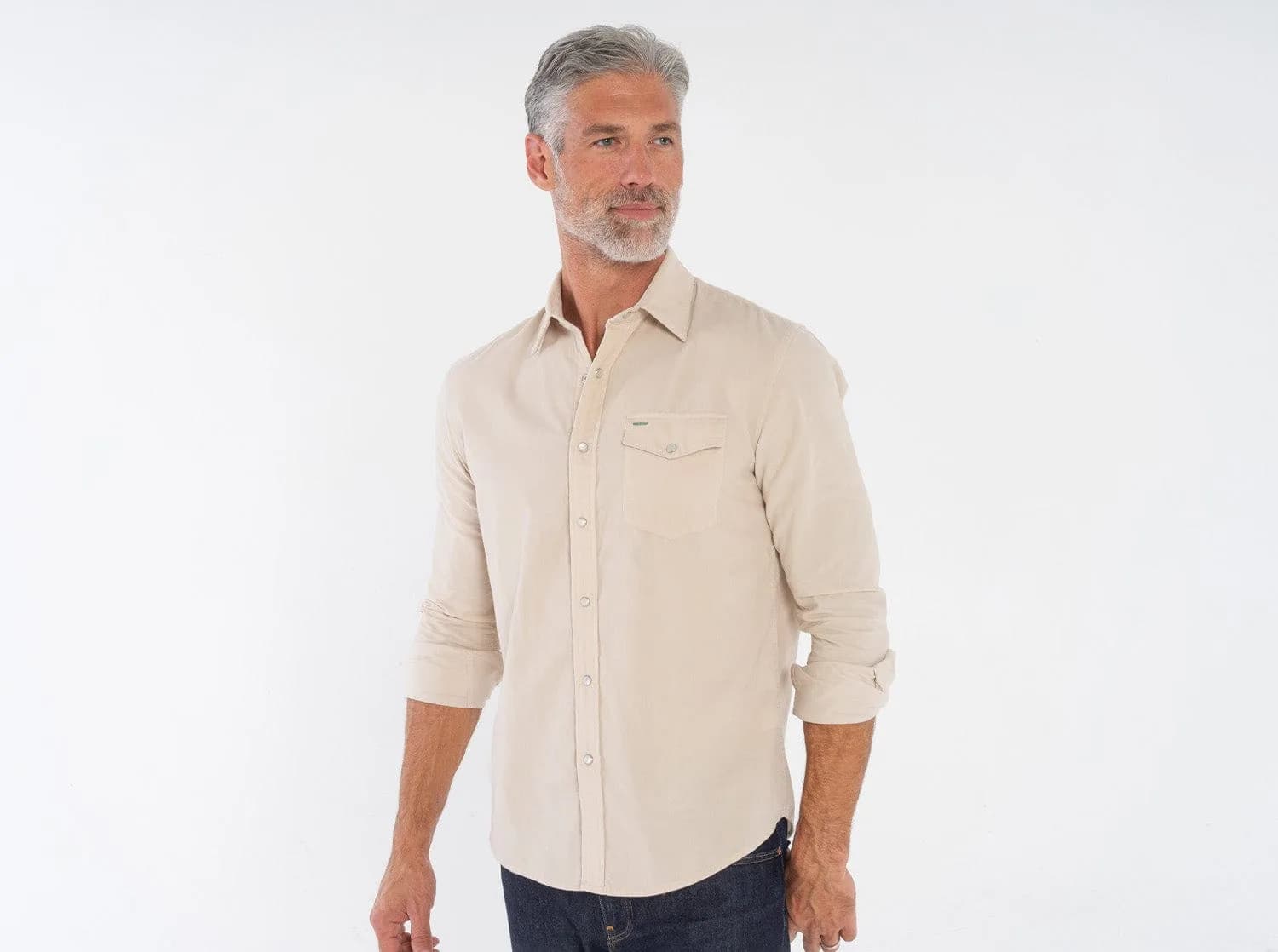 Spring Weight Corduroy Pearl Snap