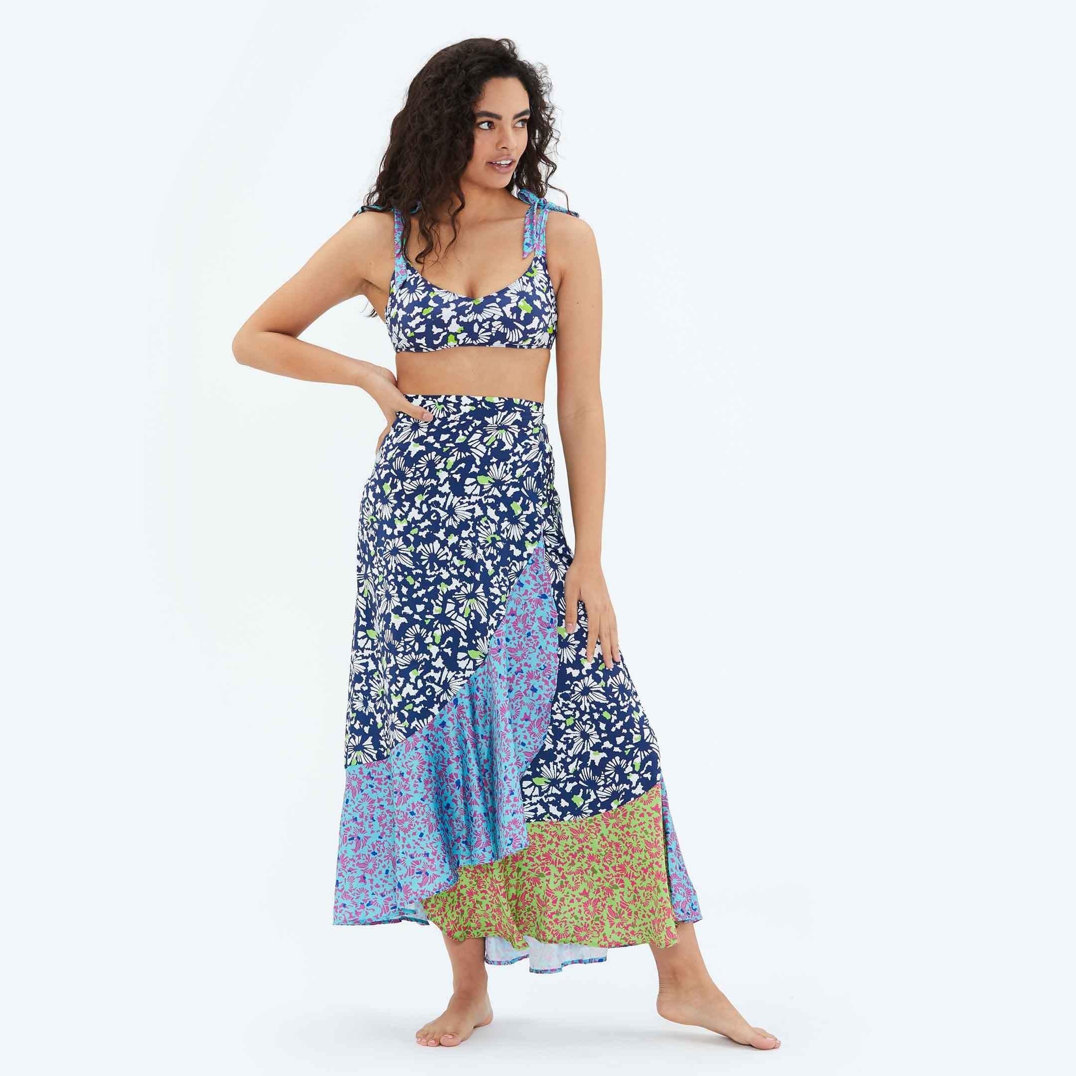 The Beach to Brunch Wrap Skirt - Multi Brushstroke