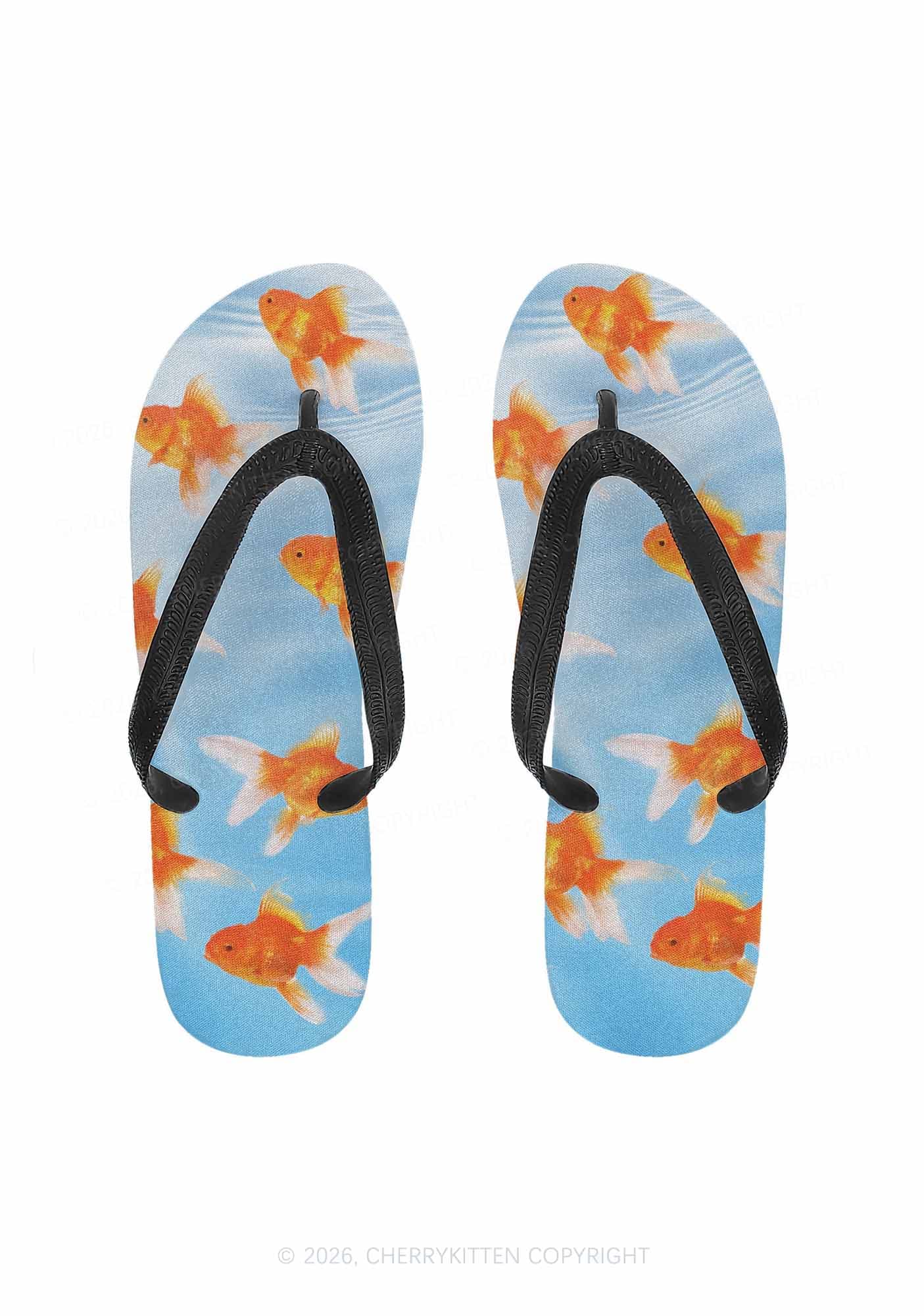 Goldfish Y2K Print Flip Flops