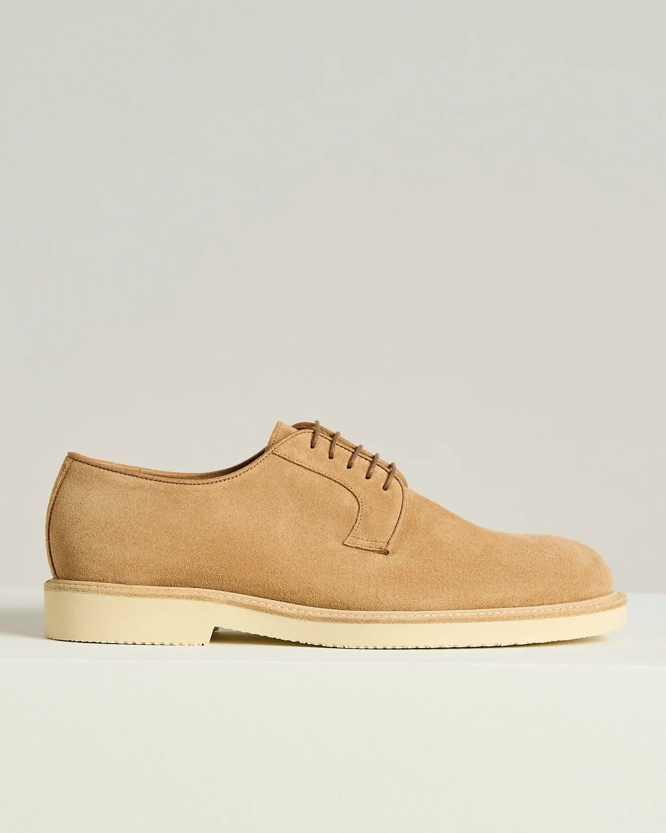 SUEDE CALFSKIN DERBY SHOE WITH RUBBER SOLE