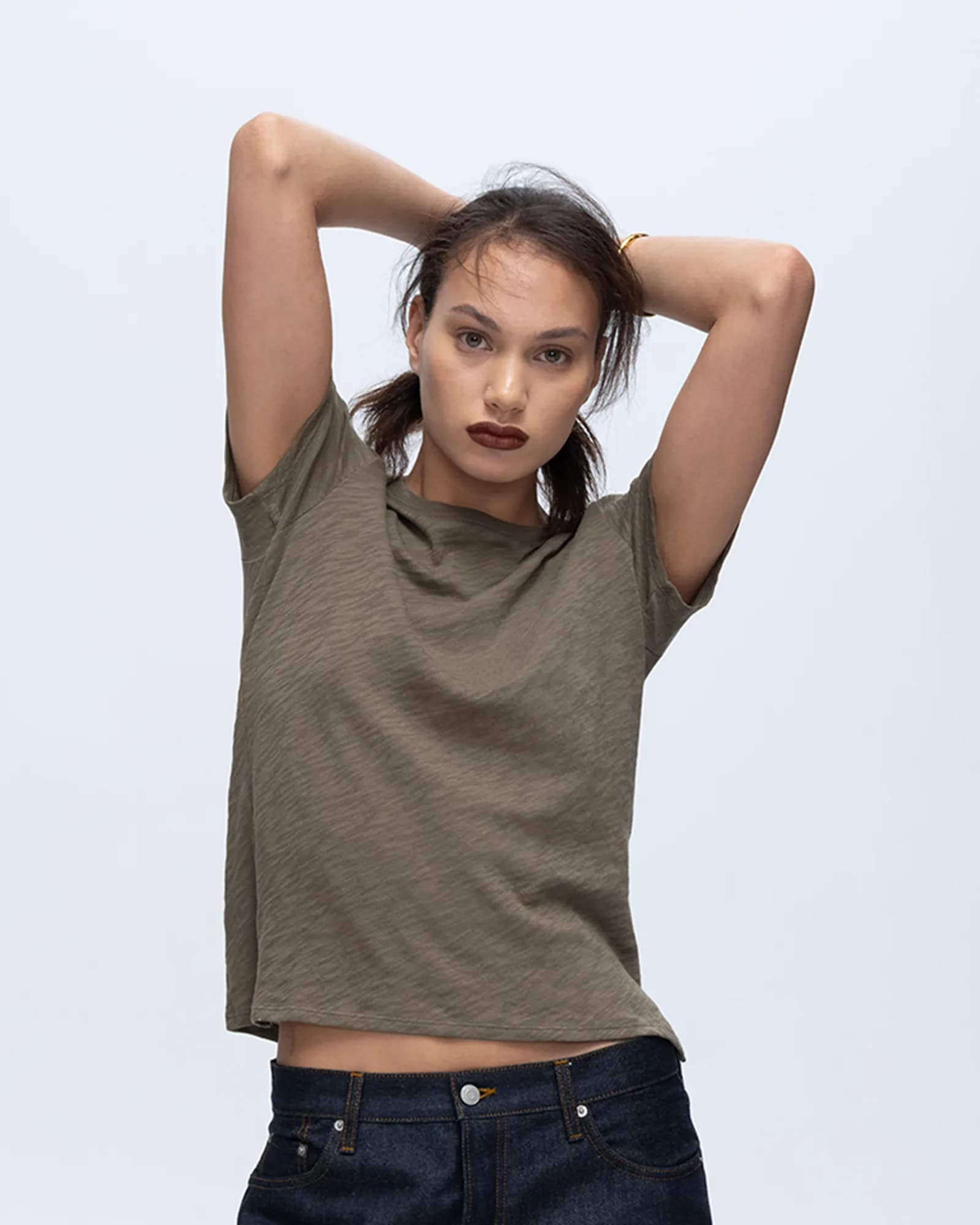 Slub Jersey Schoolboy Crew Neck Tee