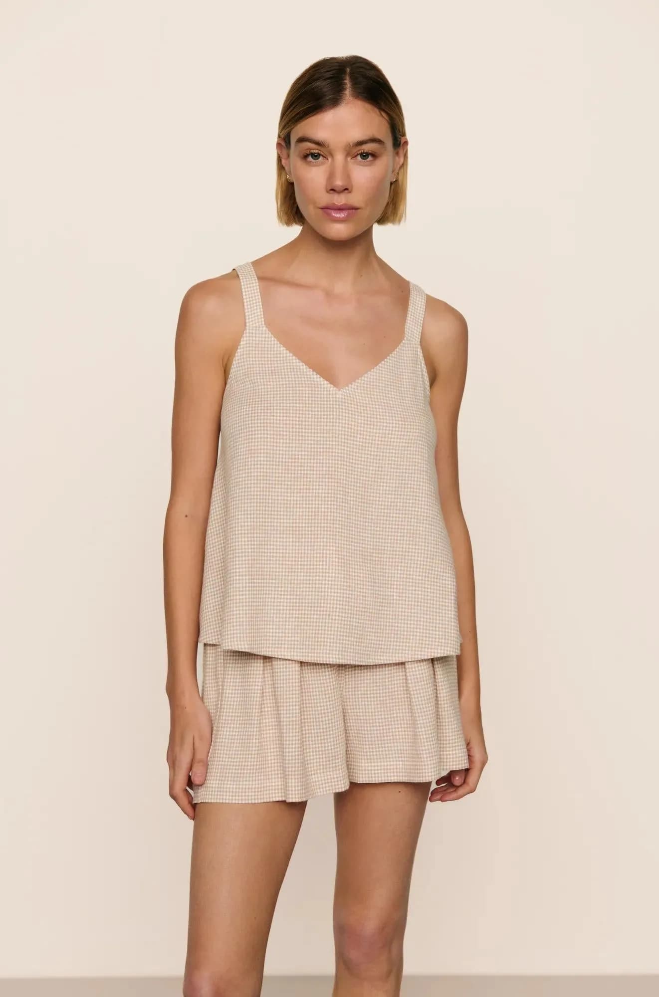 Linen Blend V Neck Cami