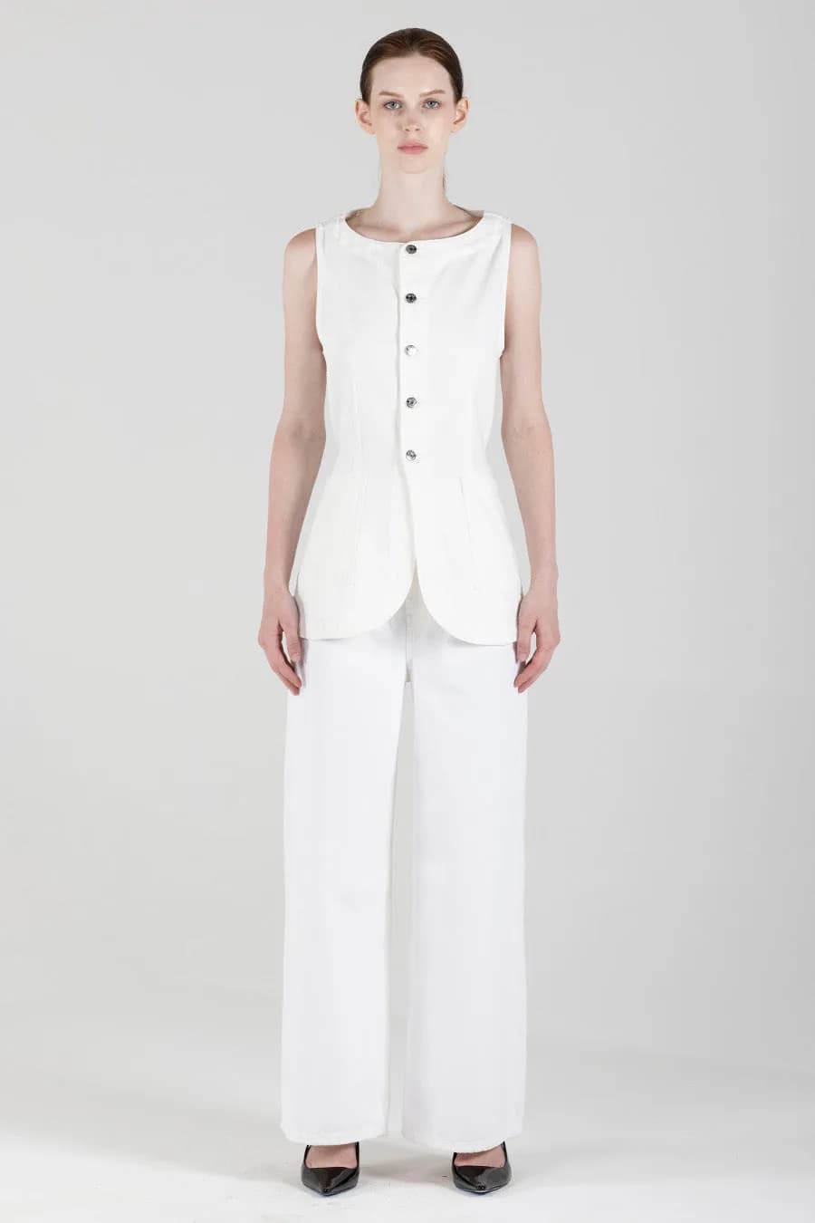 Jay Long Vest - Vintage White