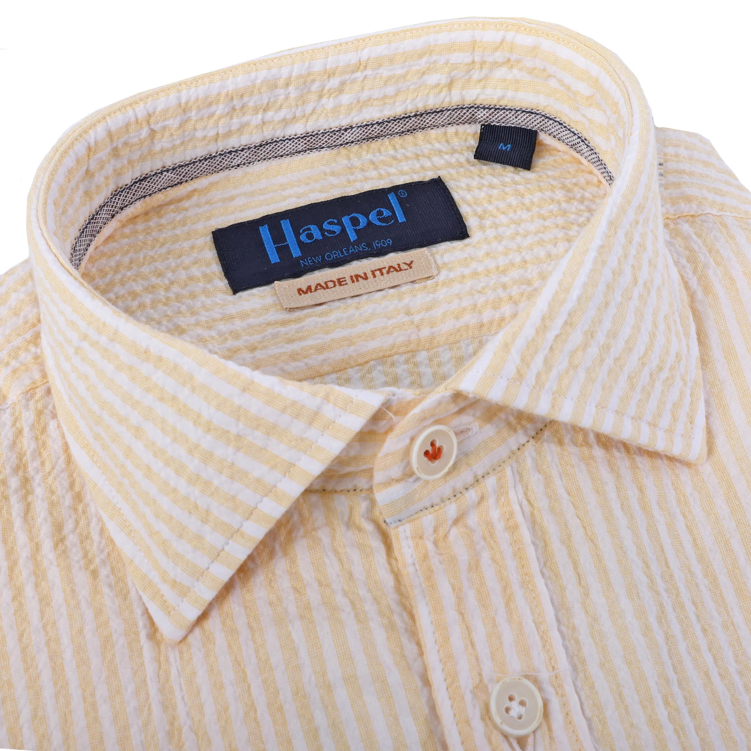 Riley Yellow Stripe Seersucker Short Sleeve Shirt