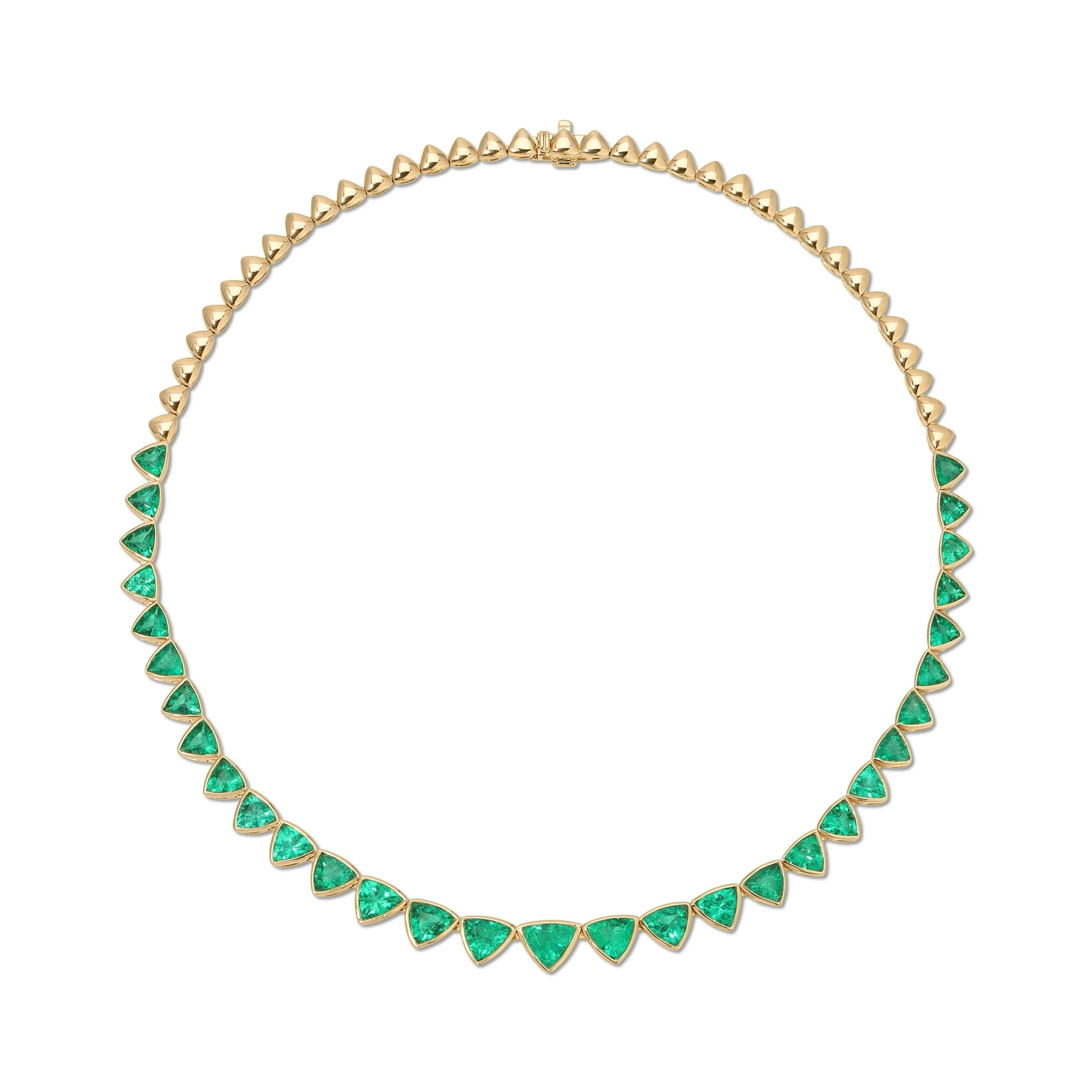 Bezeled Trillion Cut Emerald Choker