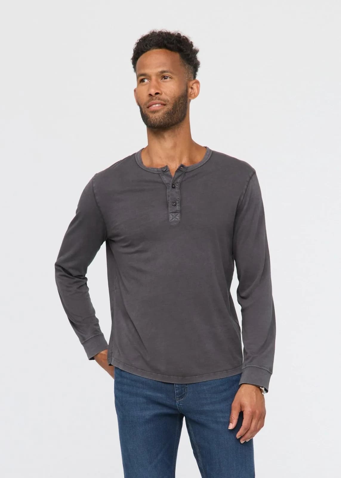 Purepima Vintage Henley - Washed Grey