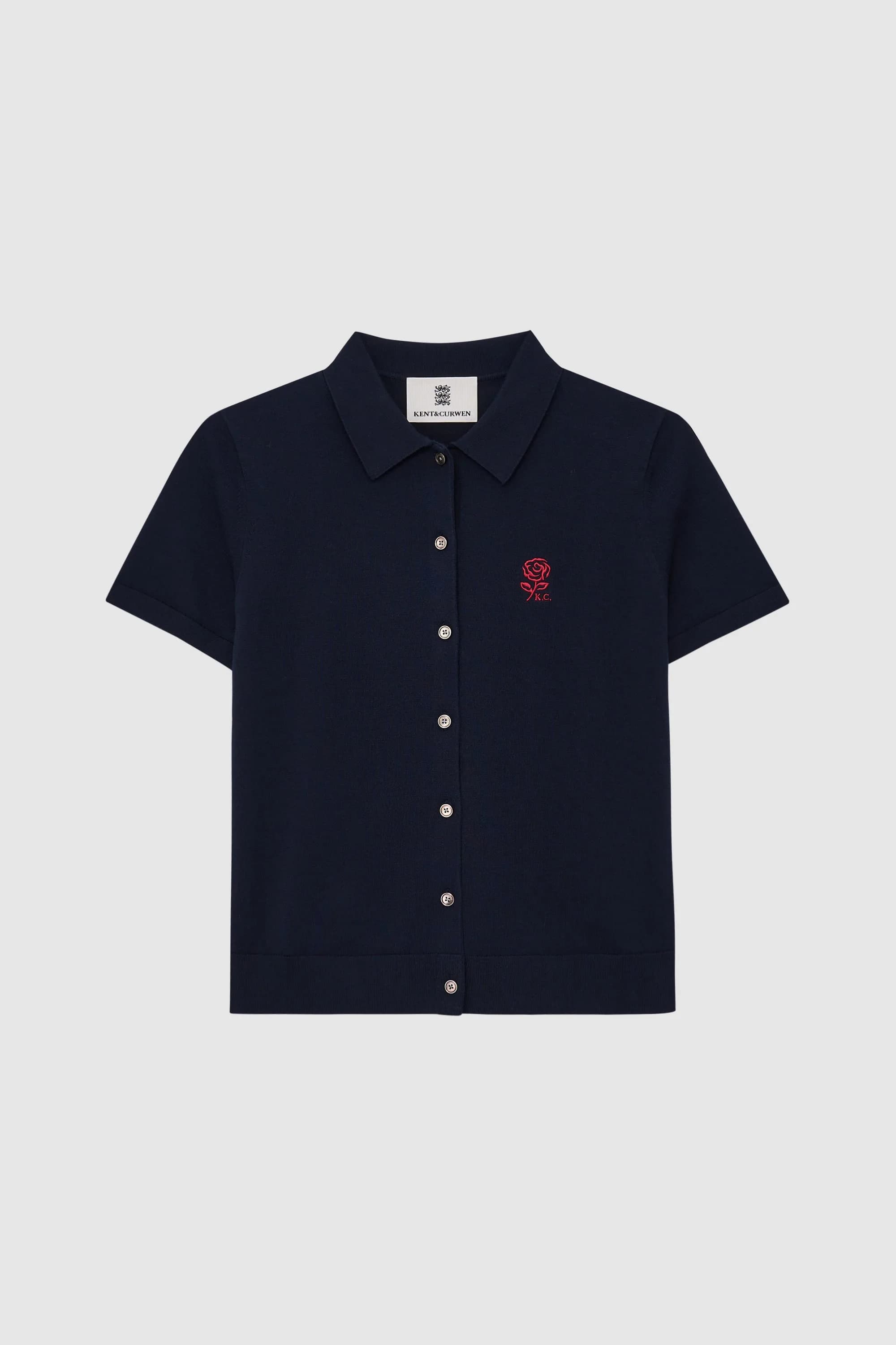 Classic Rose Embroidered Knit Shirt