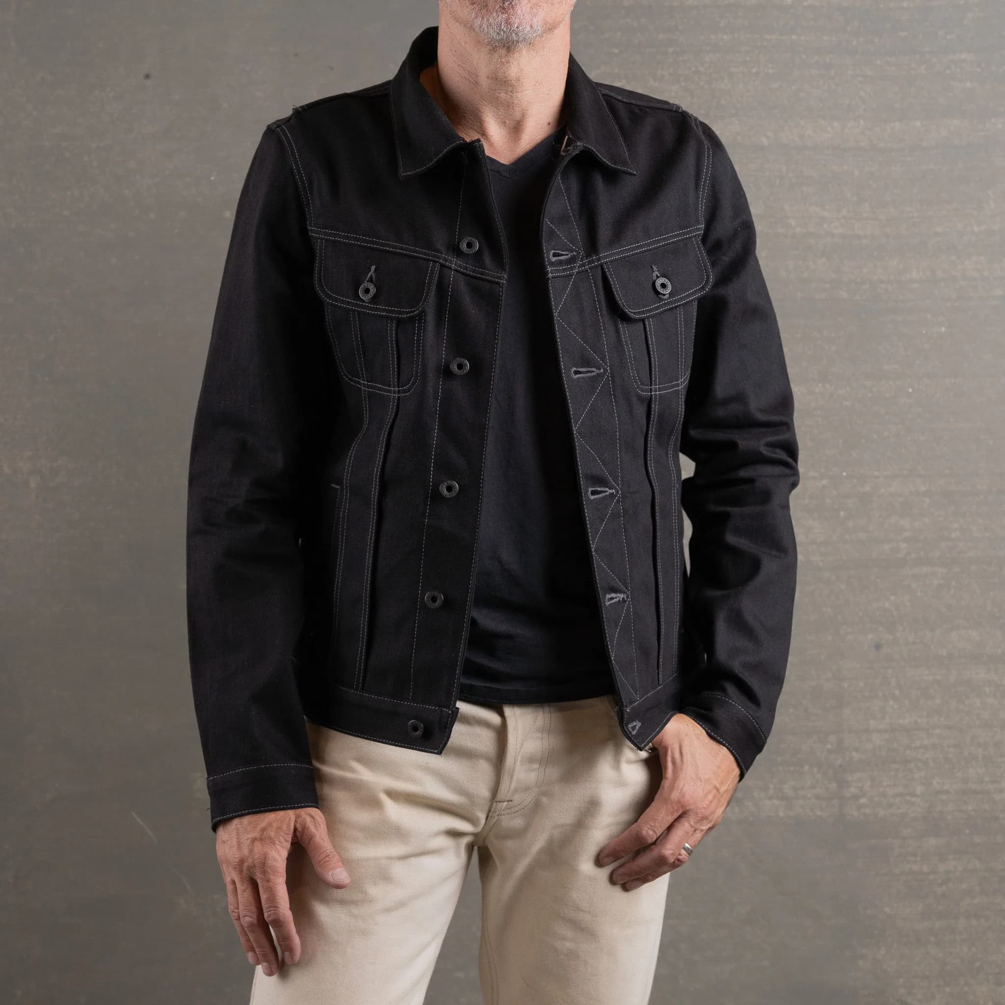 Steadfast Rider 14oz Onyx Japan Selvedge Denim Jacket - Contrast Stitch